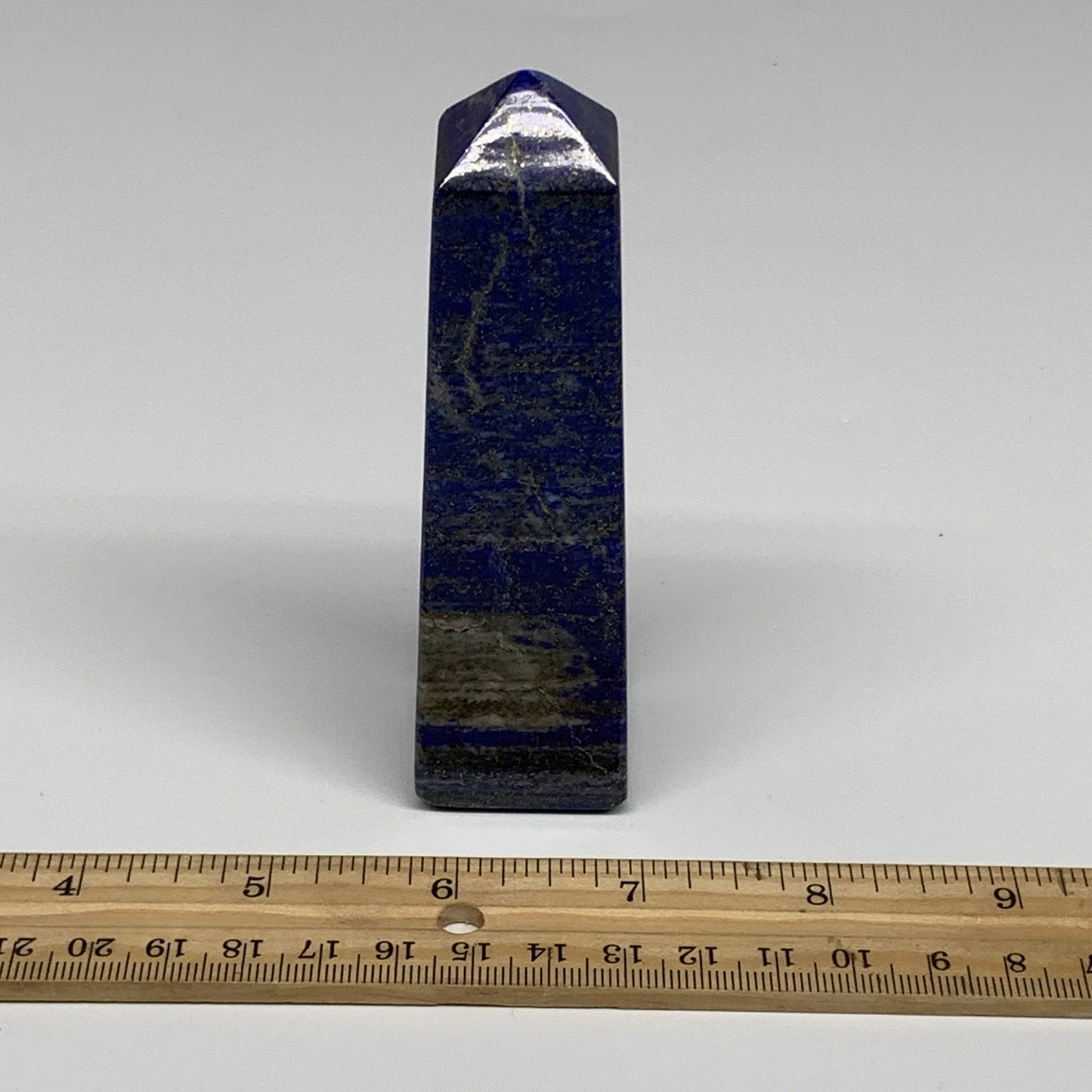 229g, 4.2"x1.2"x1.2", Natural Lapis Lazuli Tower Point Obelisk Afghanistan,B3051