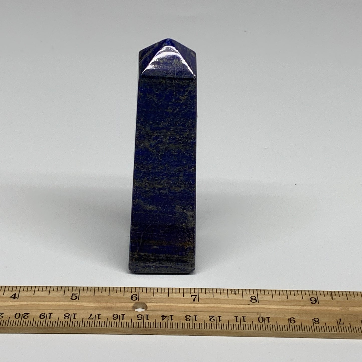 229g, 4.2"x1.2"x1.2", Natural Lapis Lazuli Tower Point Obelisk Afghanistan,B3051