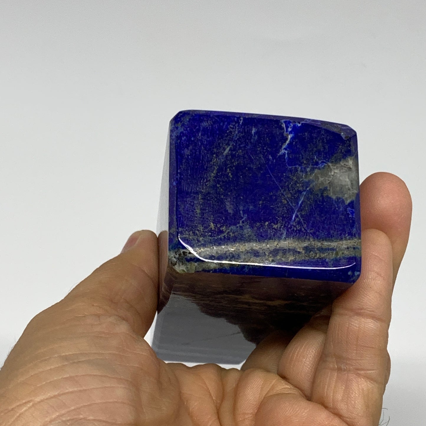 439.6g, 4.7"x1.5"x1.7", Natural Lapis Lazuli Tower Point Obelisk Afghanistan,B30