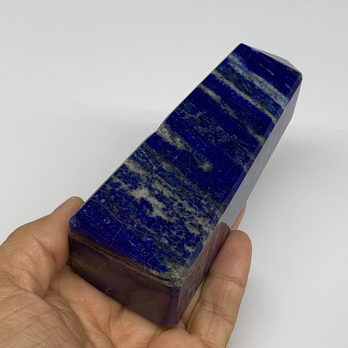 439.6g, 4.7"x1.5"x1.7", Natural Lapis Lazuli Tower Point Obelisk Afghanistan,B30