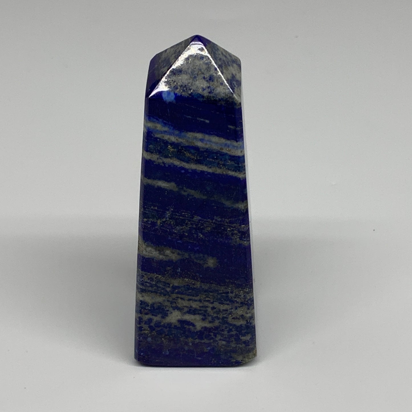 439.6g, 4.7"x1.5"x1.7", Natural Lapis Lazuli Tower Point Obelisk Afghanistan,B30