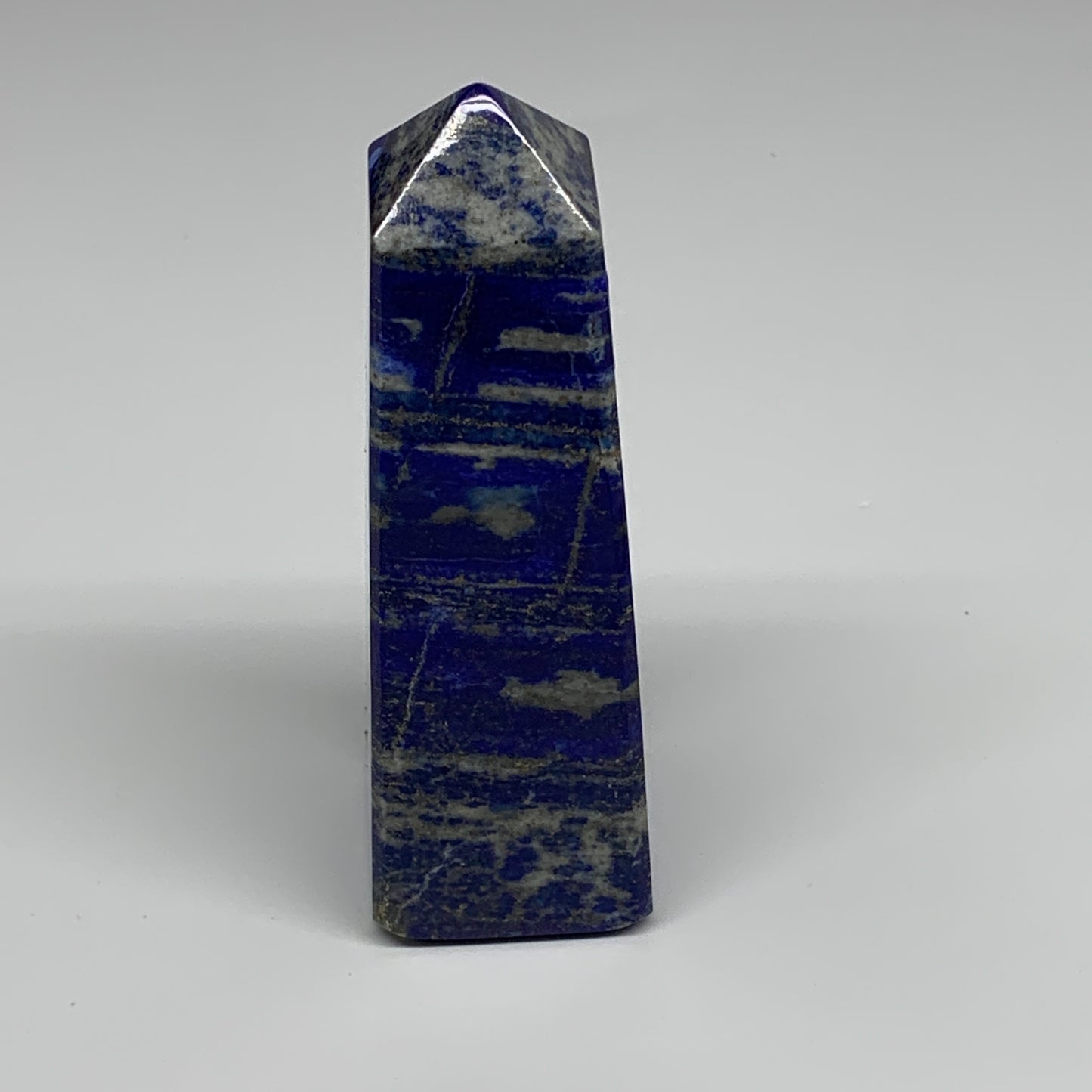 439.6g, 4.7"x1.5"x1.7", Natural Lapis Lazuli Tower Point Obelisk Afghanistan,B30