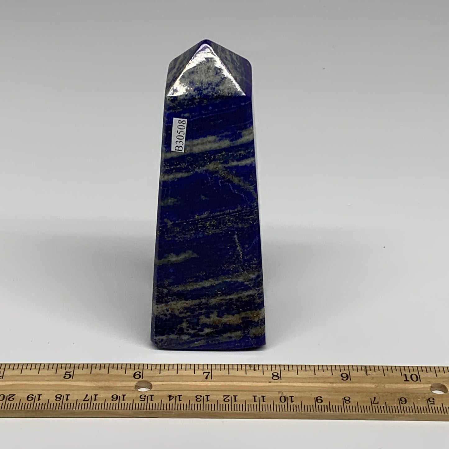 439.6g, 4.7"x1.5"x1.7", Natural Lapis Lazuli Tower Point Obelisk Afghanistan,B30