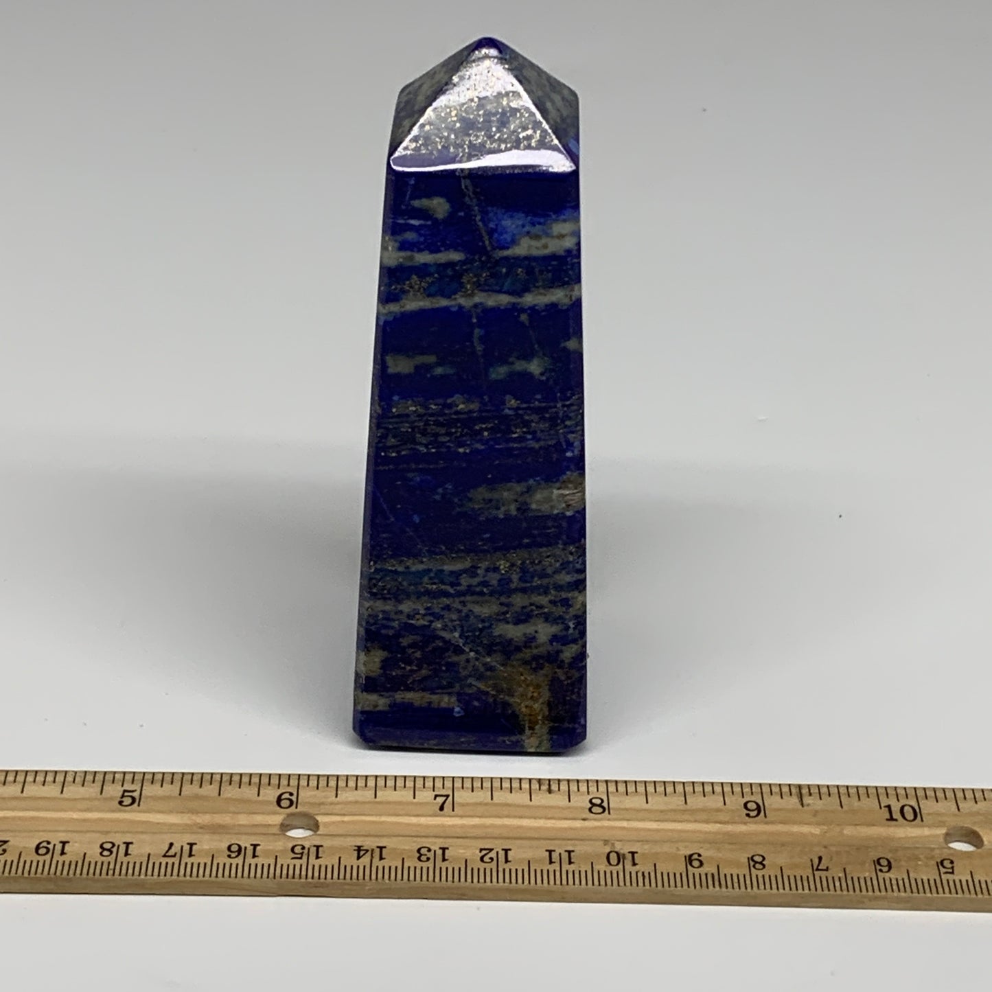 439.6g, 4.7"x1.5"x1.7", Natural Lapis Lazuli Tower Point Obelisk Afghanistan,B30