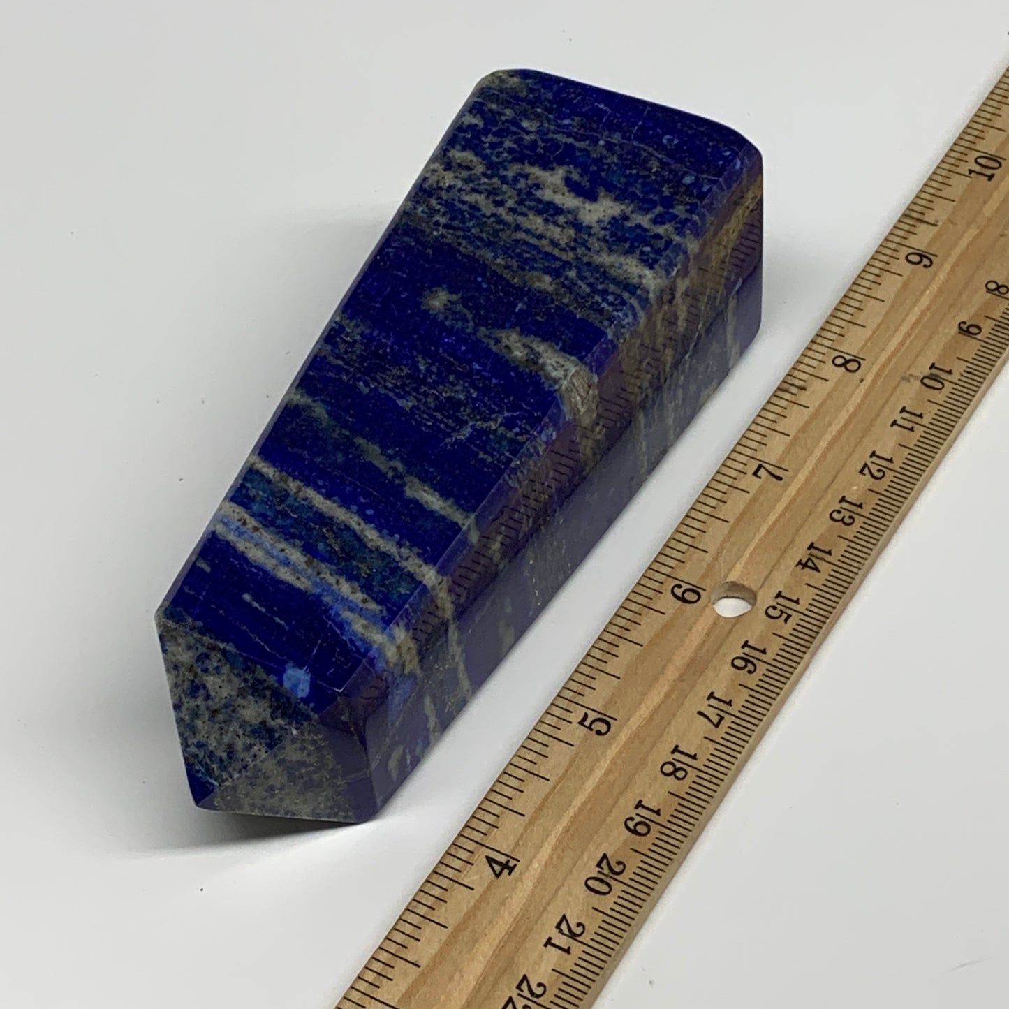 439.6g, 4.7"x1.5"x1.7", Natural Lapis Lazuli Tower Point Obelisk Afghanistan,B30