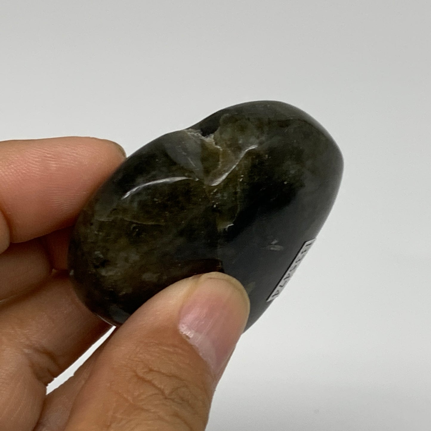 70.8g, 2"x2.1"x0.7", Natural Labradorite Heart Polished Crystal, B35474