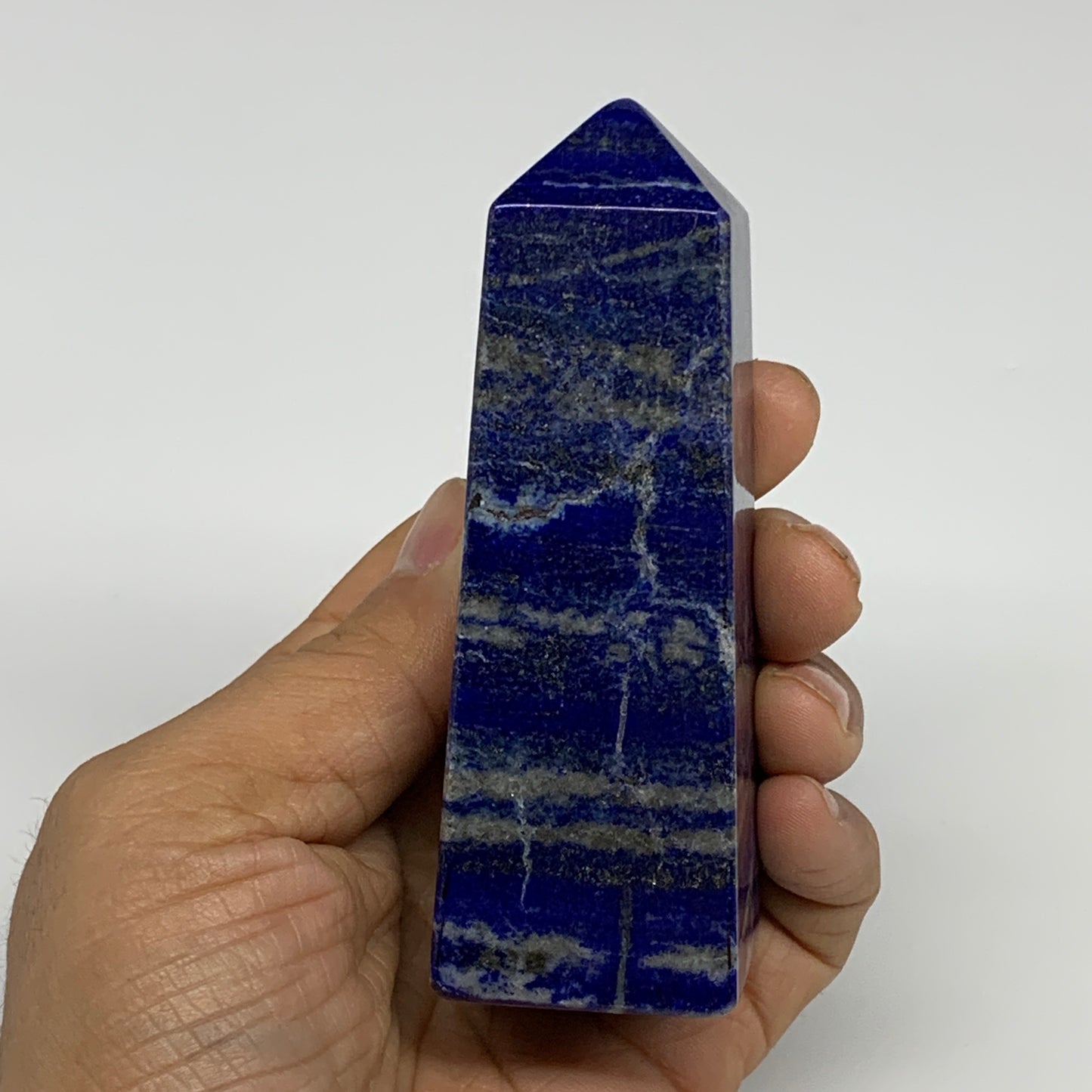 245.9g, 3.9"x1.3"x1.3", Natural Lapis Lazuli Tower Point Obelisk Afghanistan,B30