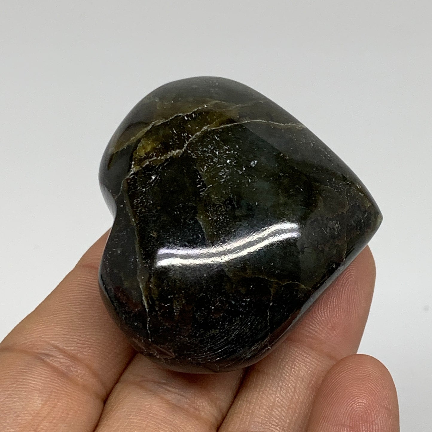 85.1g, 1.8"x2"x0.9", Natural Labradorite Heart Polished Crystal, B35475