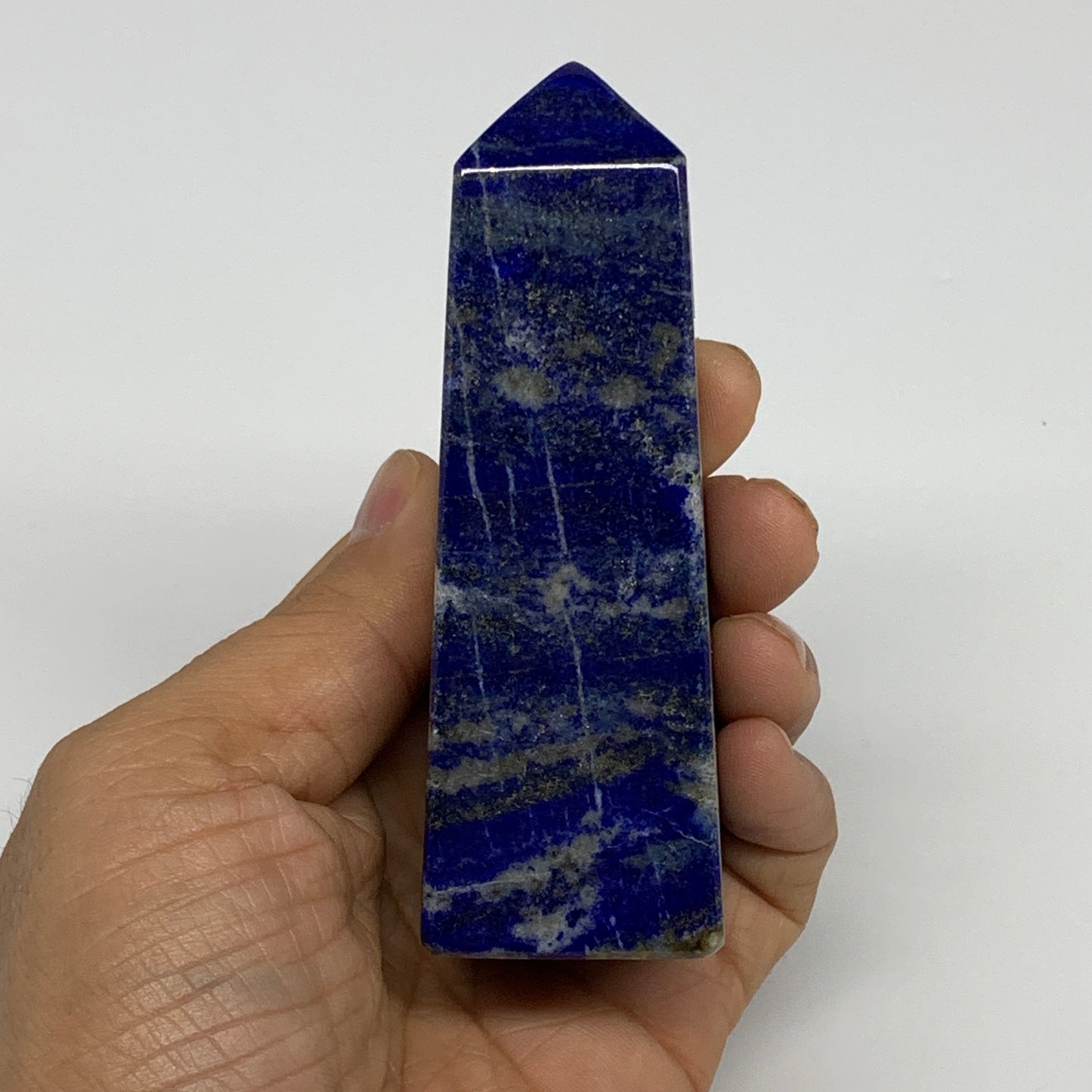 245.9g, 3.9"x1.3"x1.3", Natural Lapis Lazuli Tower Point Obelisk Afghanistan,B30