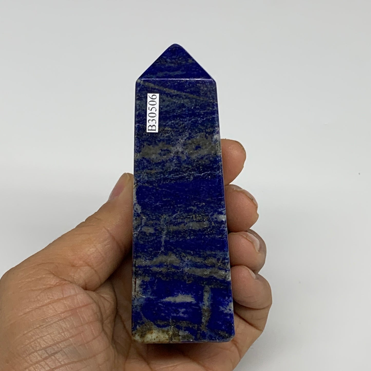 245.9g, 3.9"x1.3"x1.3", Natural Lapis Lazuli Tower Point Obelisk Afghanistan,B30