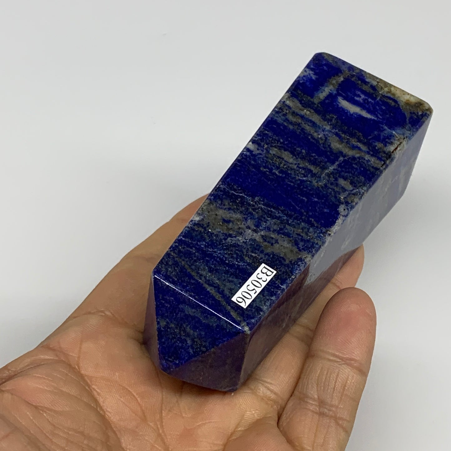 245.9g, 3.9"x1.3"x1.3", Natural Lapis Lazuli Tower Point Obelisk Afghanistan,B30