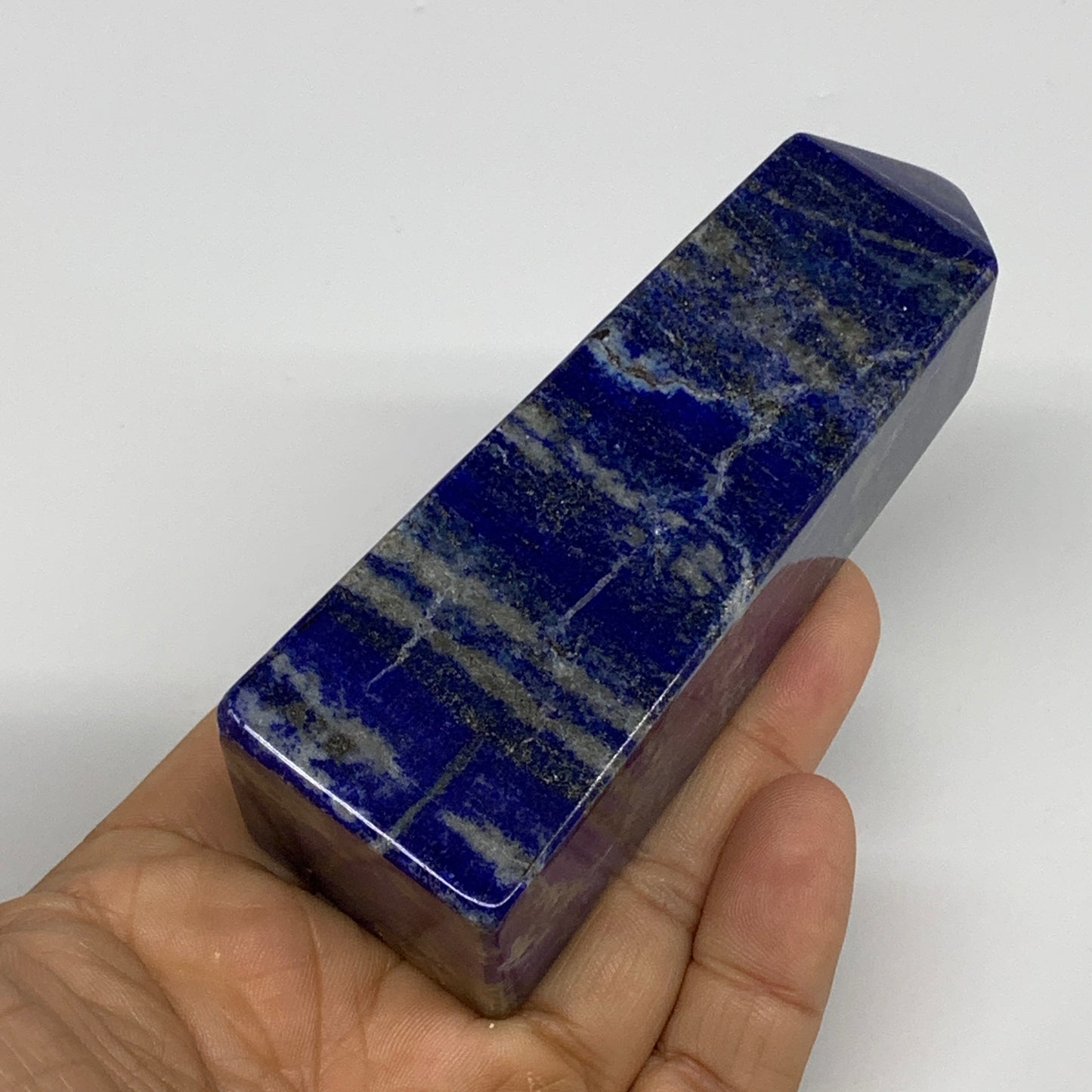 245.9g, 3.9"x1.3"x1.3", Natural Lapis Lazuli Tower Point Obelisk Afghanistan,B30