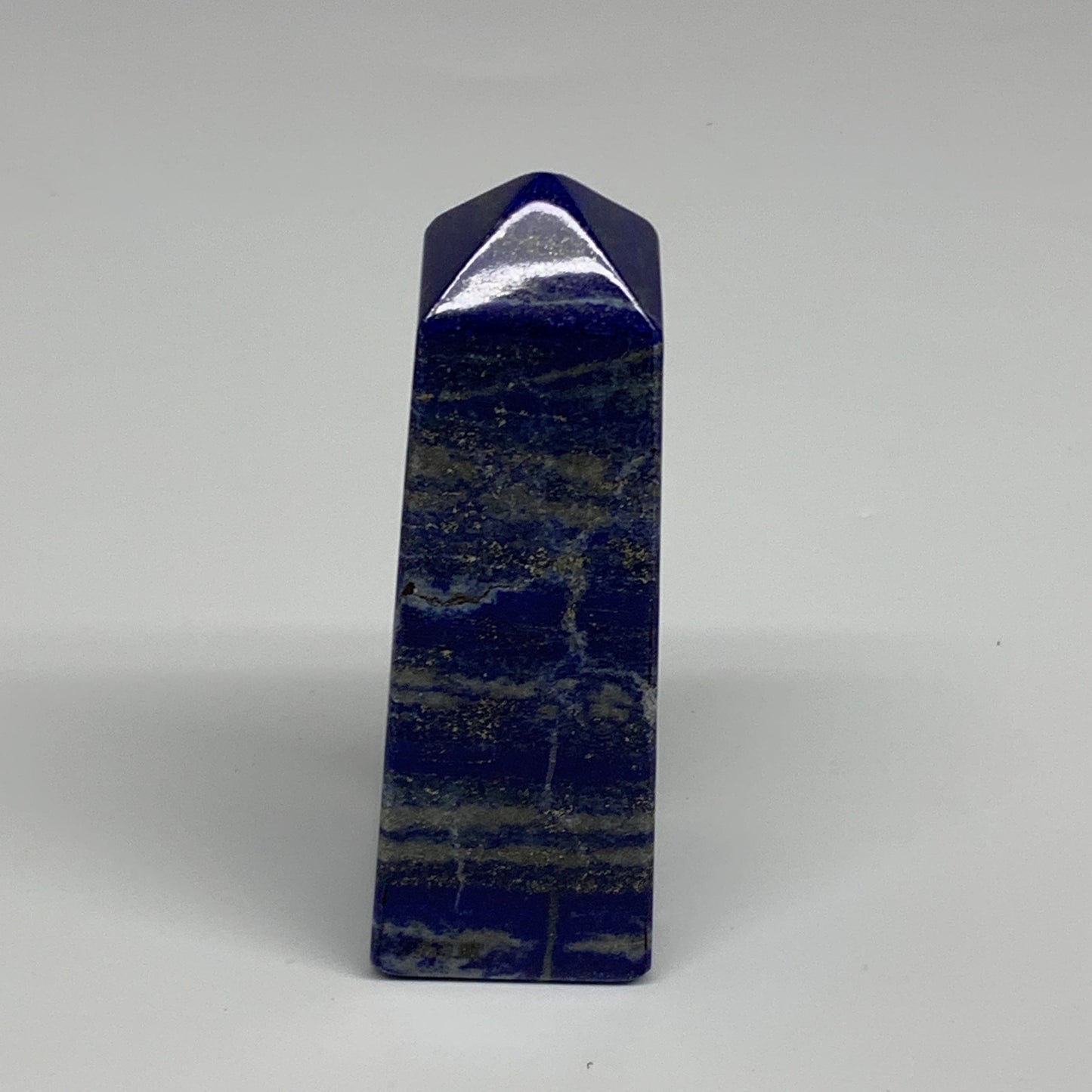 245.9g, 3.9"x1.3"x1.3", Natural Lapis Lazuli Tower Point Obelisk Afghanistan,B30