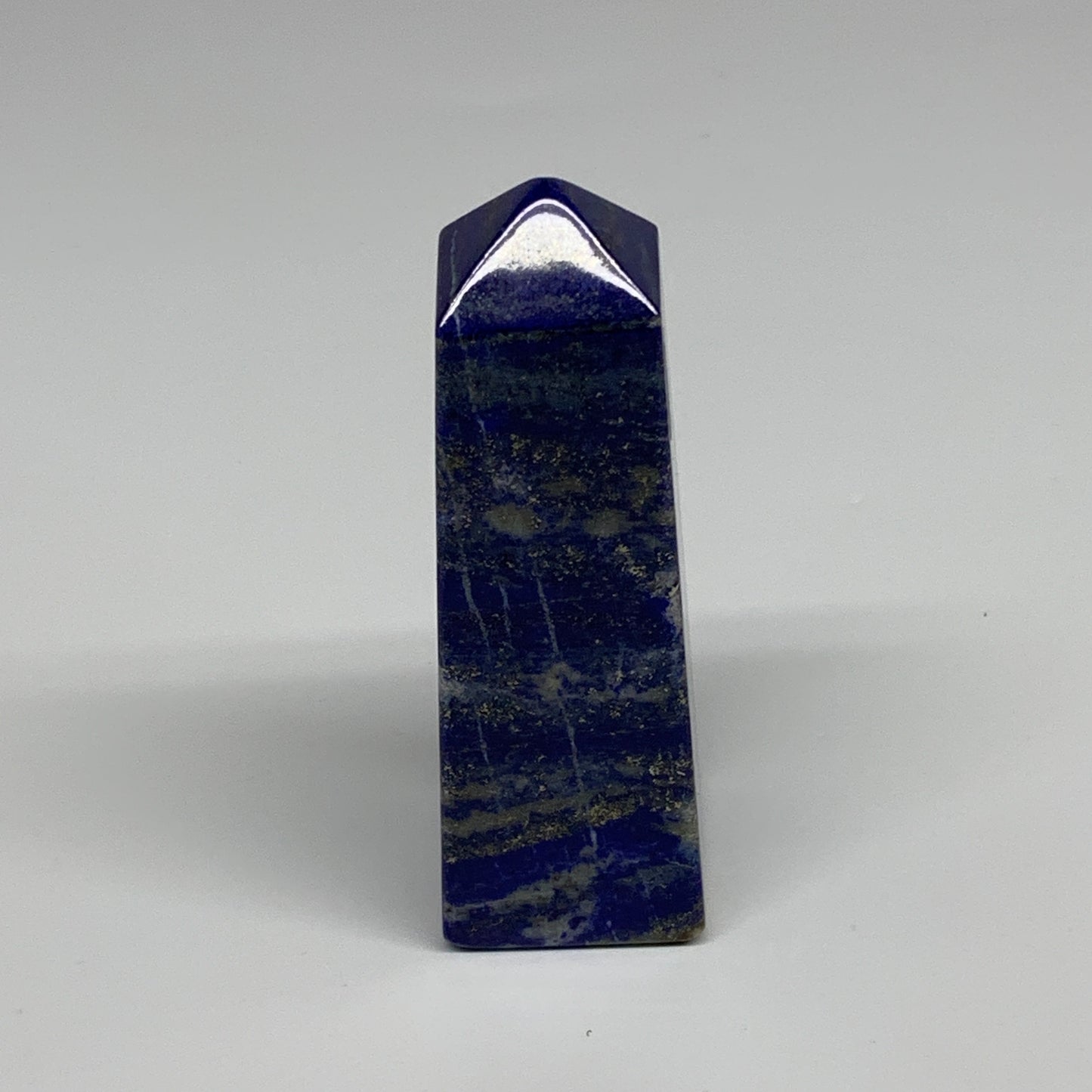 245.9g, 3.9"x1.3"x1.3", Natural Lapis Lazuli Tower Point Obelisk Afghanistan,B30