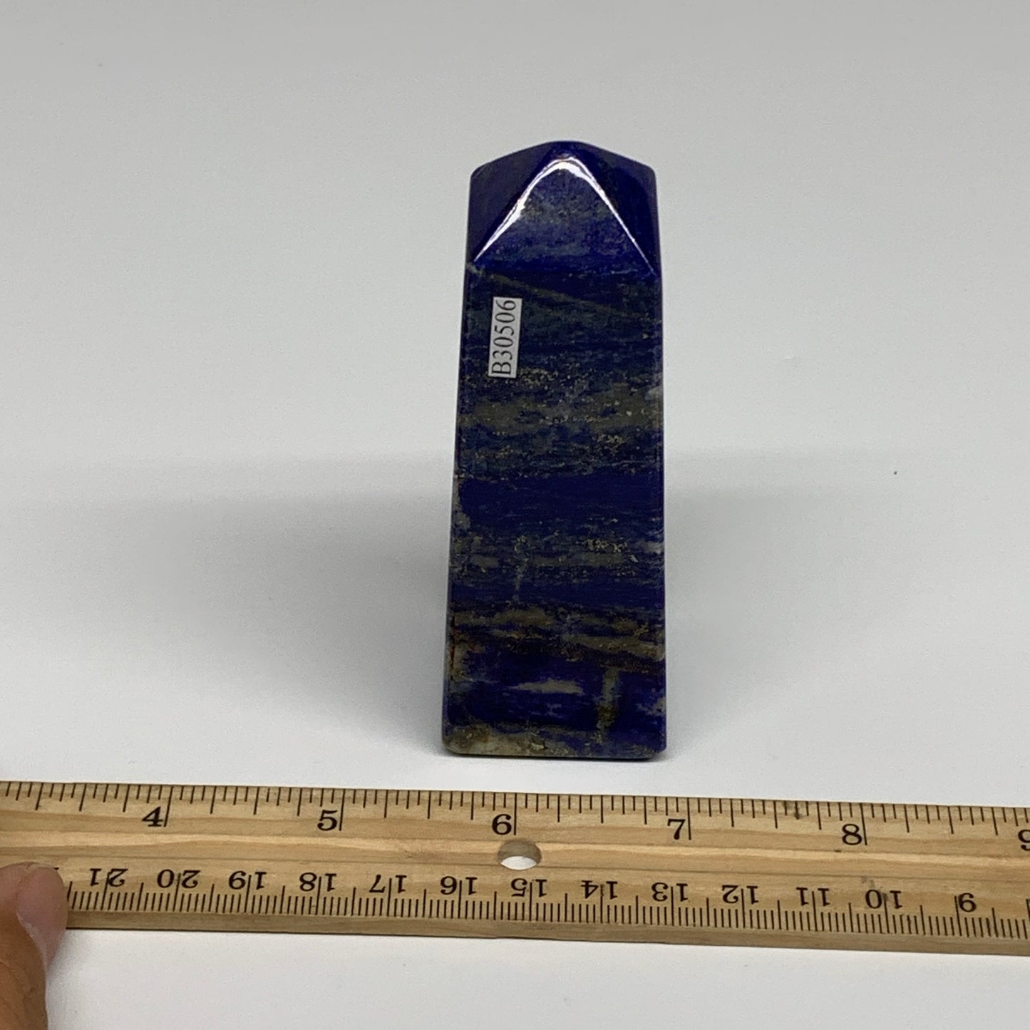 245.9g, 3.9"x1.3"x1.3", Natural Lapis Lazuli Tower Point Obelisk Afghanistan,B30