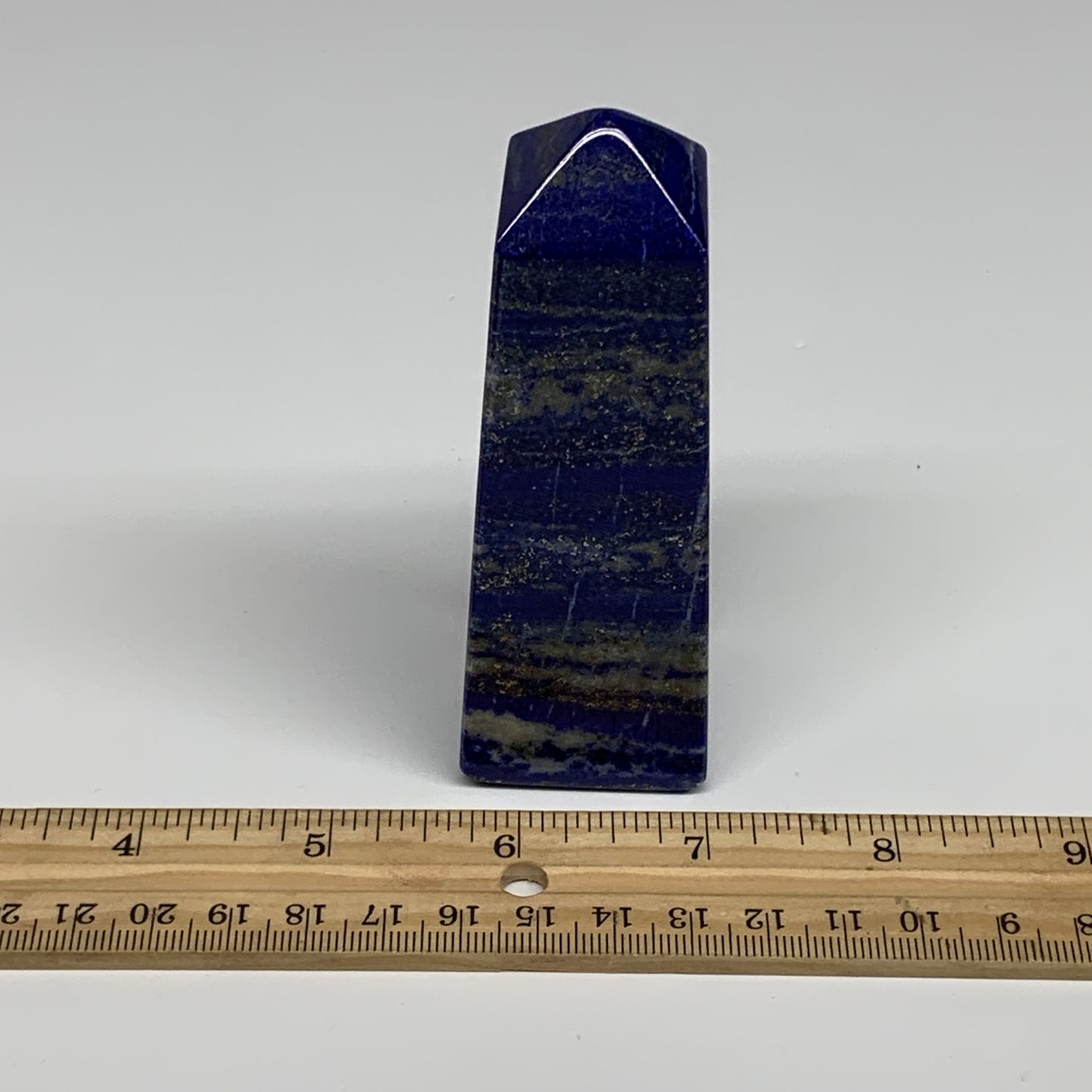 245.9g, 3.9"x1.3"x1.3", Natural Lapis Lazuli Tower Point Obelisk Afghanistan,B30