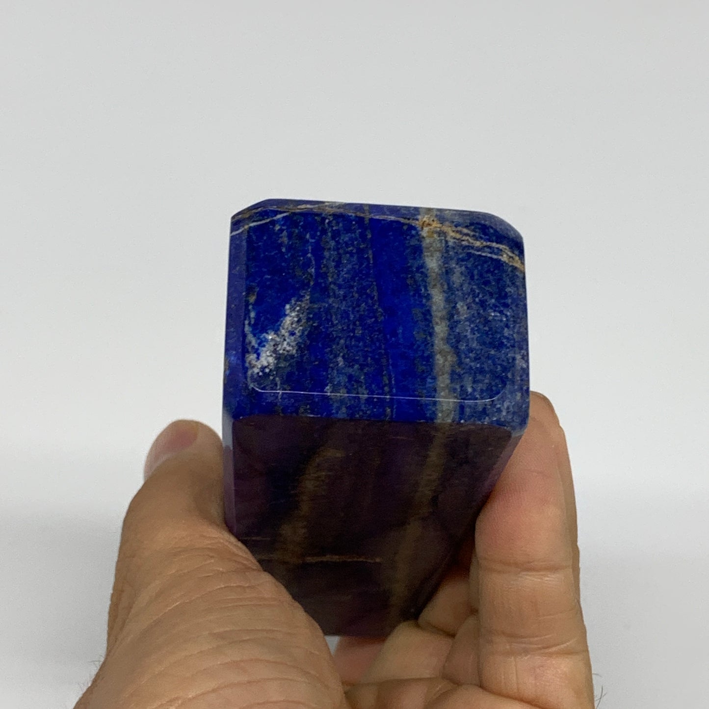 344.7g, 4.4"x1.6"x1.3", Natural Lapis Lazuli Tower Point Obelisk Afghanistan,B30