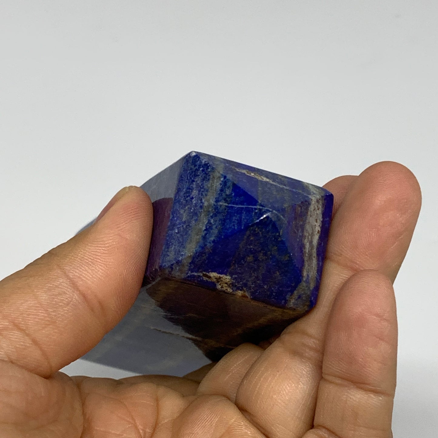 344.7g, 4.4"x1.6"x1.3", Natural Lapis Lazuli Tower Point Obelisk Afghanistan,B30