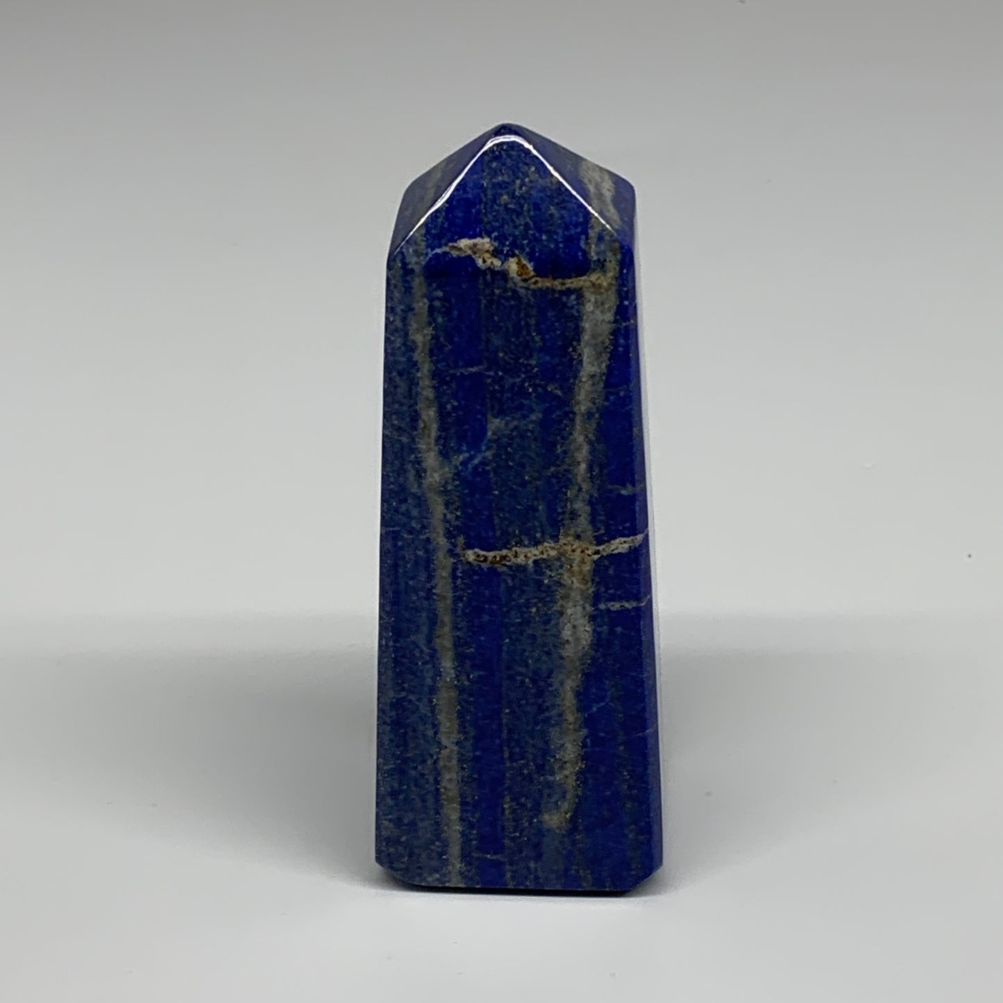 344.7g, 4.4"x1.6"x1.3", Natural Lapis Lazuli Tower Point Obelisk Afghanistan,B30