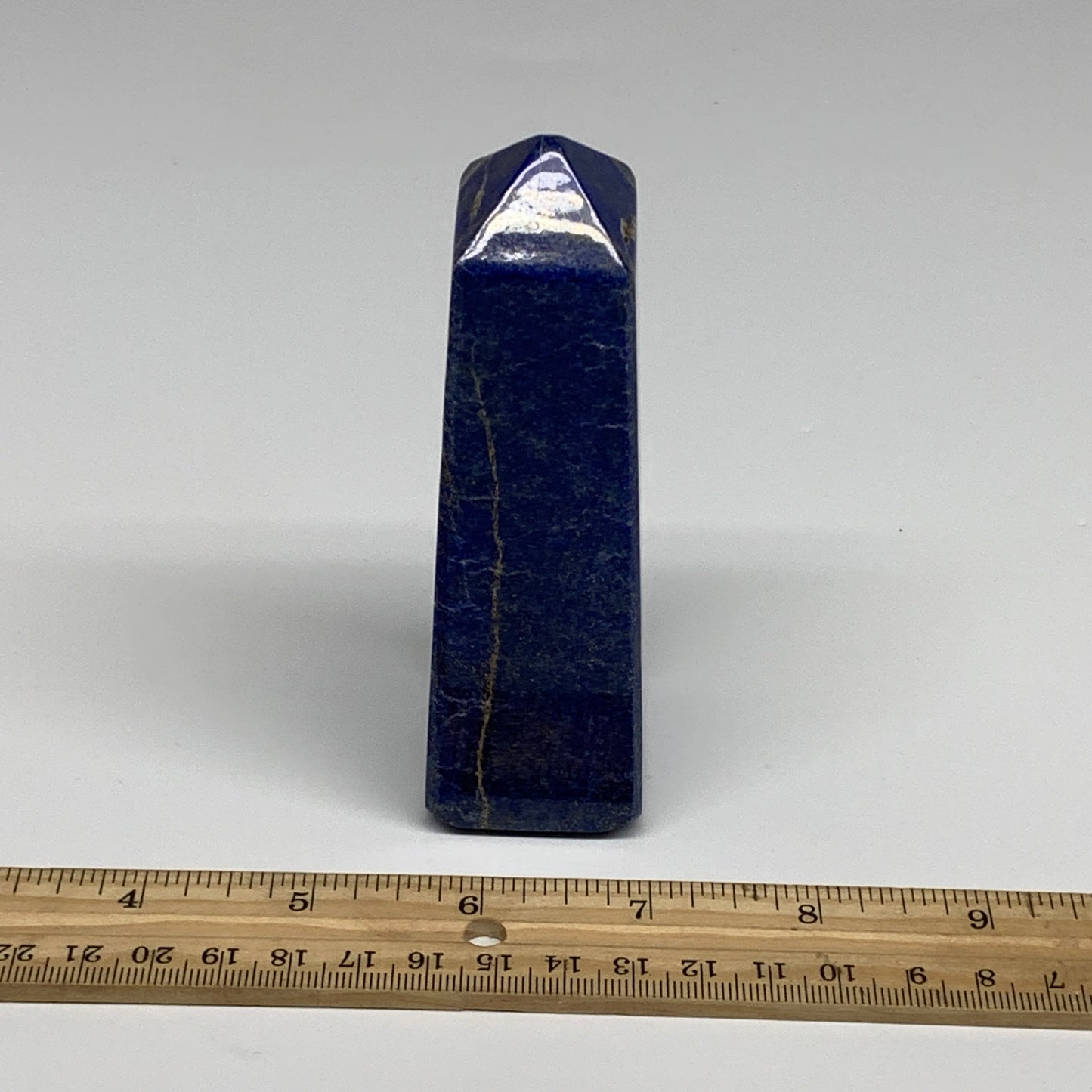 344.7g, 4.4"x1.6"x1.3", Natural Lapis Lazuli Tower Point Obelisk Afghanistan,B30