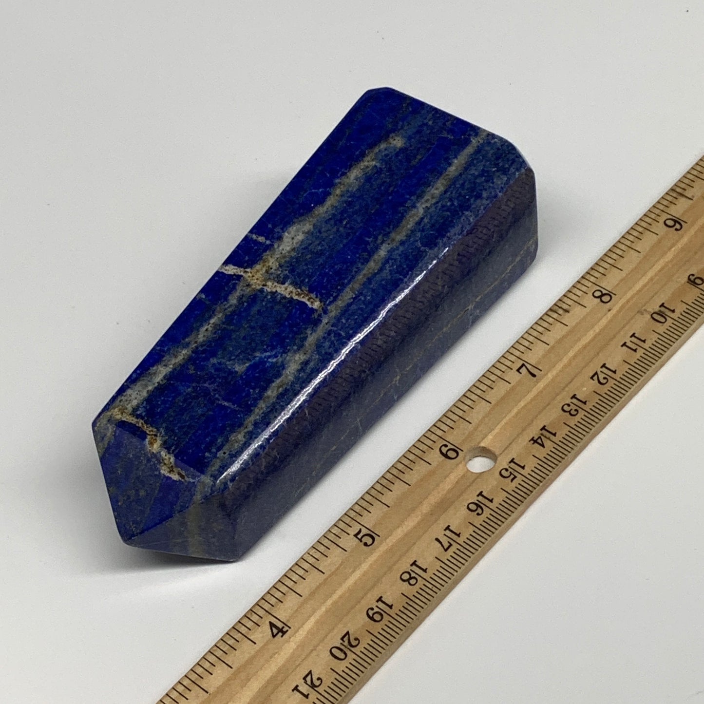 344.7g, 4.4"x1.6"x1.3", Natural Lapis Lazuli Tower Point Obelisk Afghanistan,B30