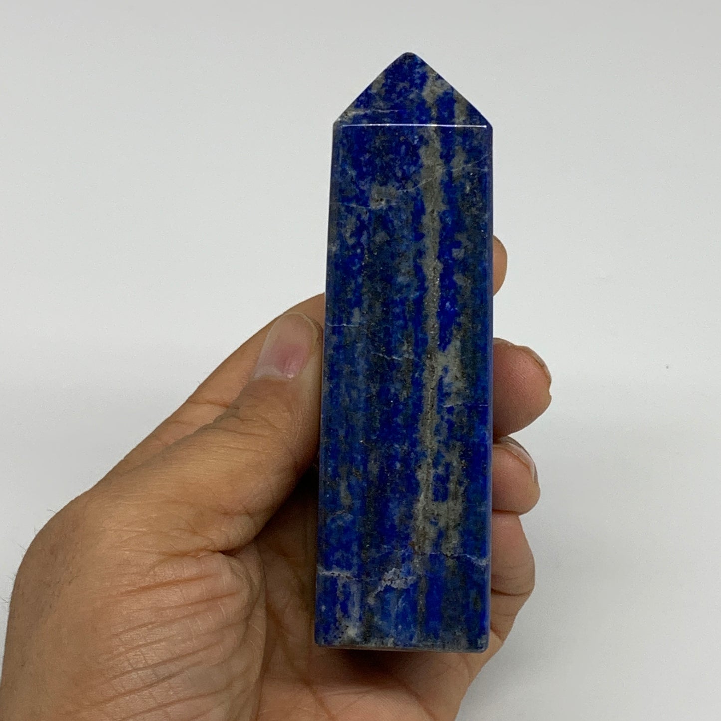 250.9g, 4.1"x1.3"x1.2", Natural Lapis Lazuli Tower Point Obelisk Afghanistan,B30