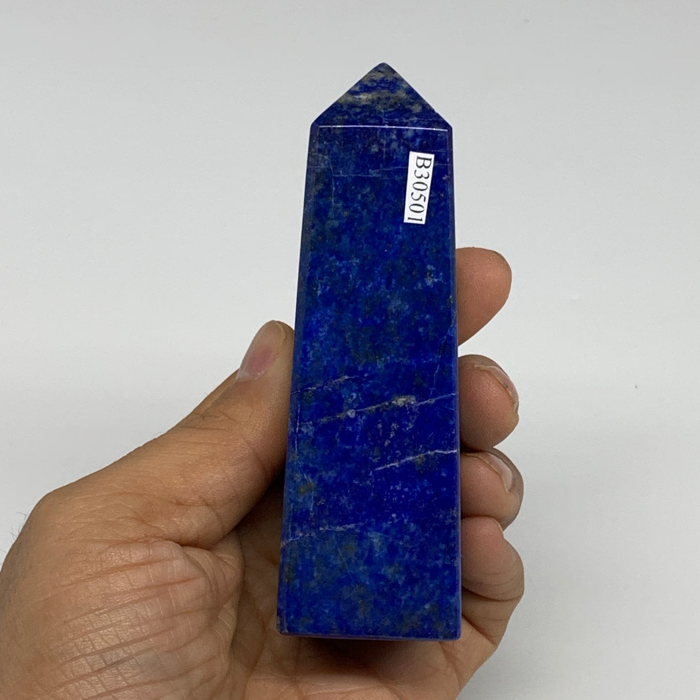 250.9g, 4.1"x1.3"x1.2", Natural Lapis Lazuli Tower Point Obelisk Afghanistan,B30