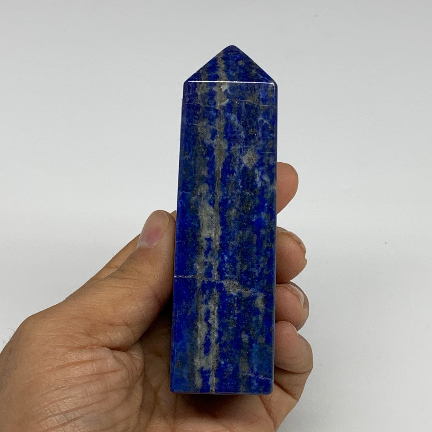 250.9g, 4.1"x1.3"x1.2", Natural Lapis Lazuli Tower Point Obelisk Afghanistan,B30