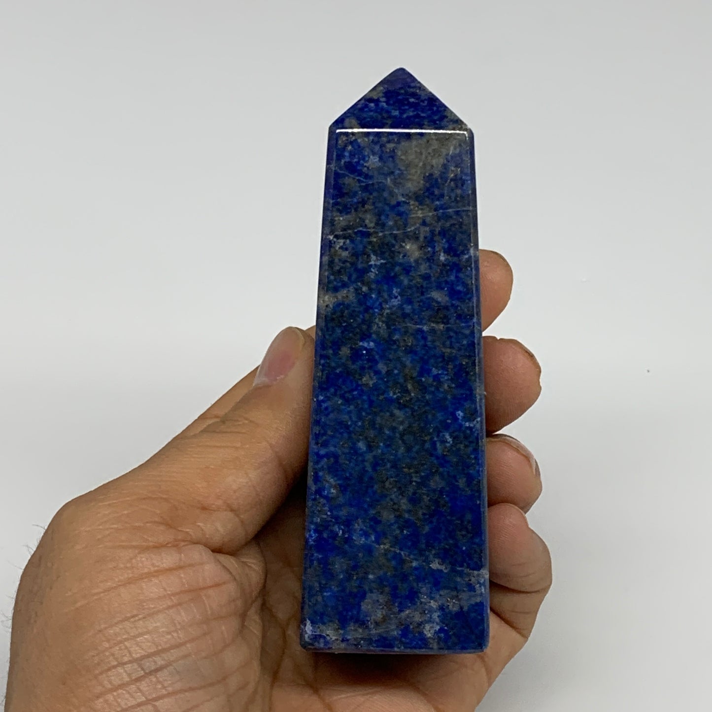 250.9g, 4.1"x1.3"x1.2", Natural Lapis Lazuli Tower Point Obelisk Afghanistan,B30