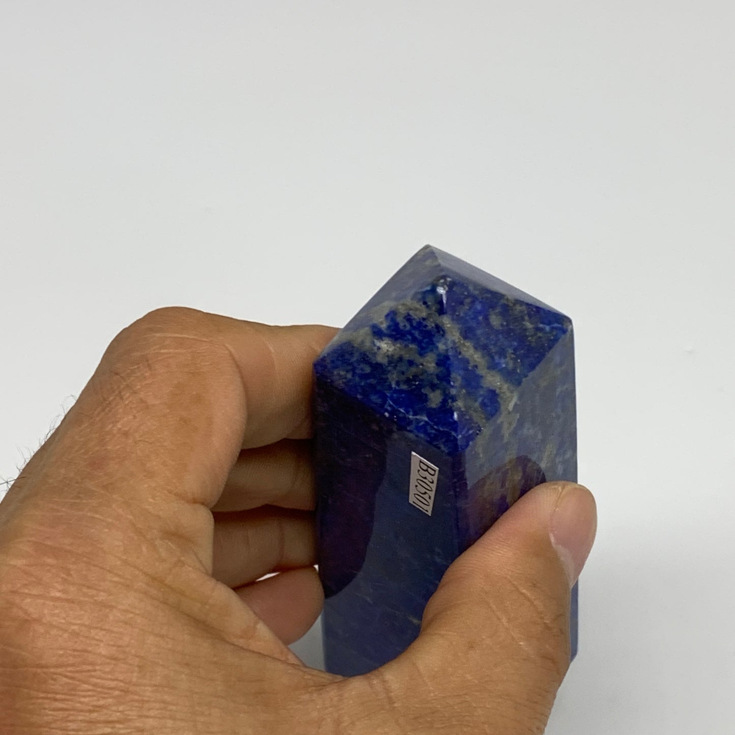 250.9g, 4.1"x1.3"x1.2", Natural Lapis Lazuli Tower Point Obelisk Afghanistan,B30