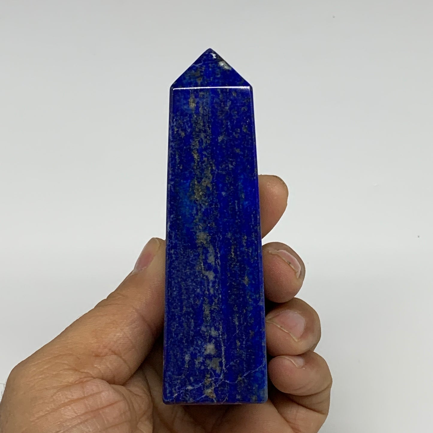 230.1g, 3.9"x1.4"x1.1", Natural Lapis Lazuli Tower Point Obelisk Afghanistan,B30