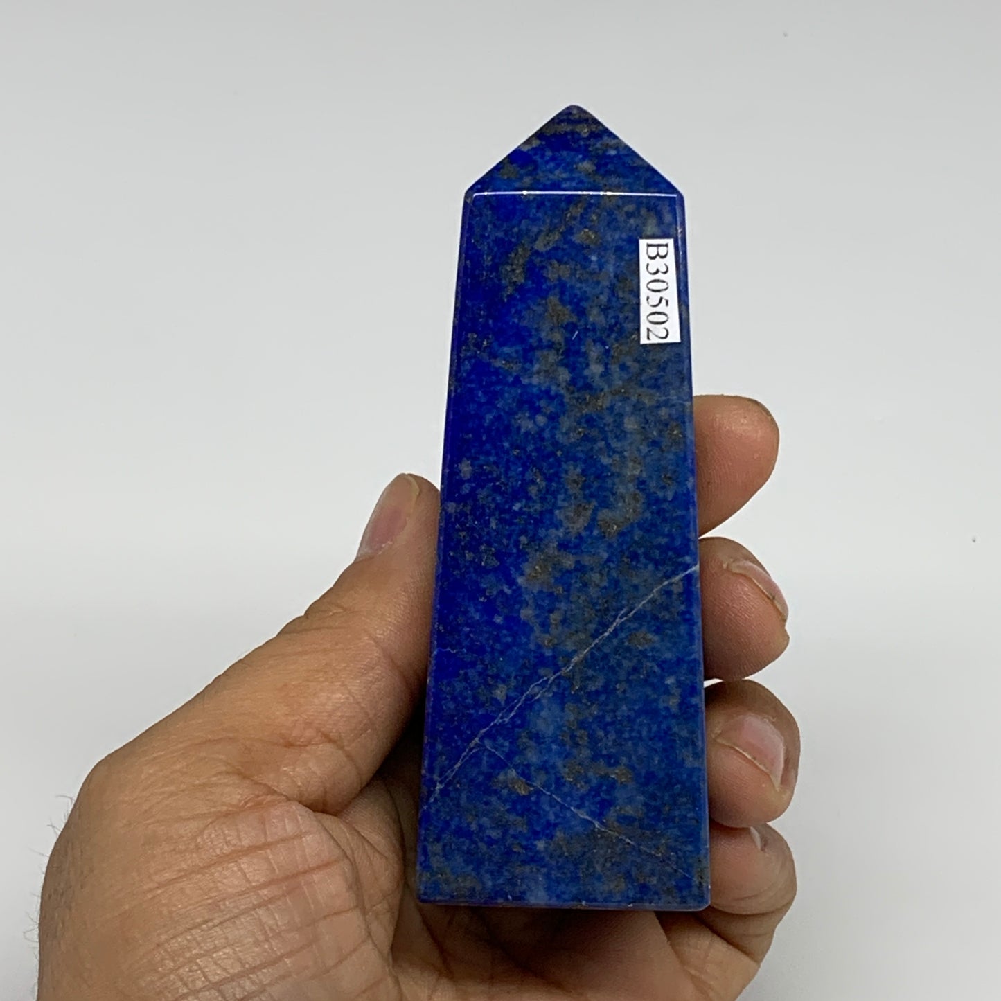 230.1g, 3.9"x1.4"x1.1", Natural Lapis Lazuli Tower Point Obelisk Afghanistan,B30