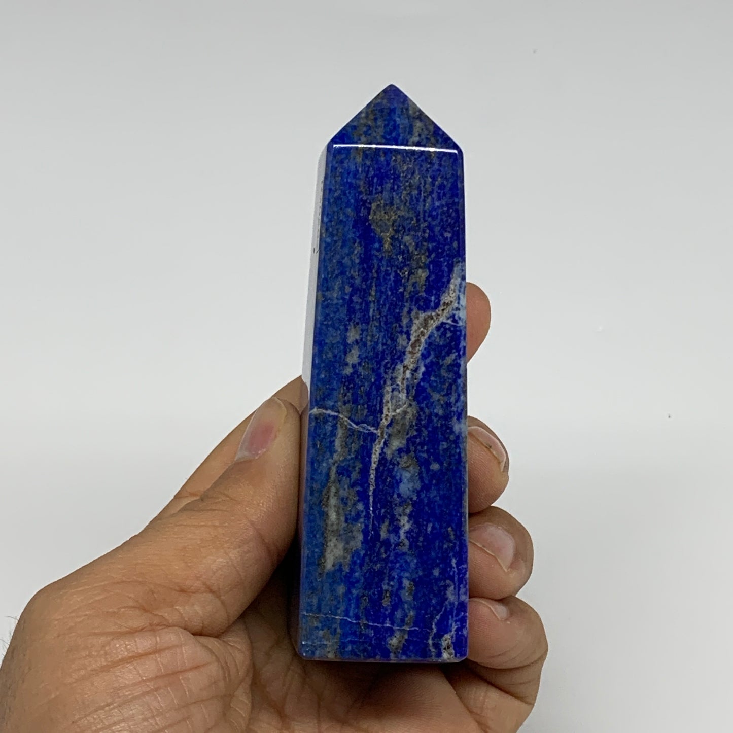 230.1g, 3.9"x1.4"x1.1", Natural Lapis Lazuli Tower Point Obelisk Afghanistan,B30