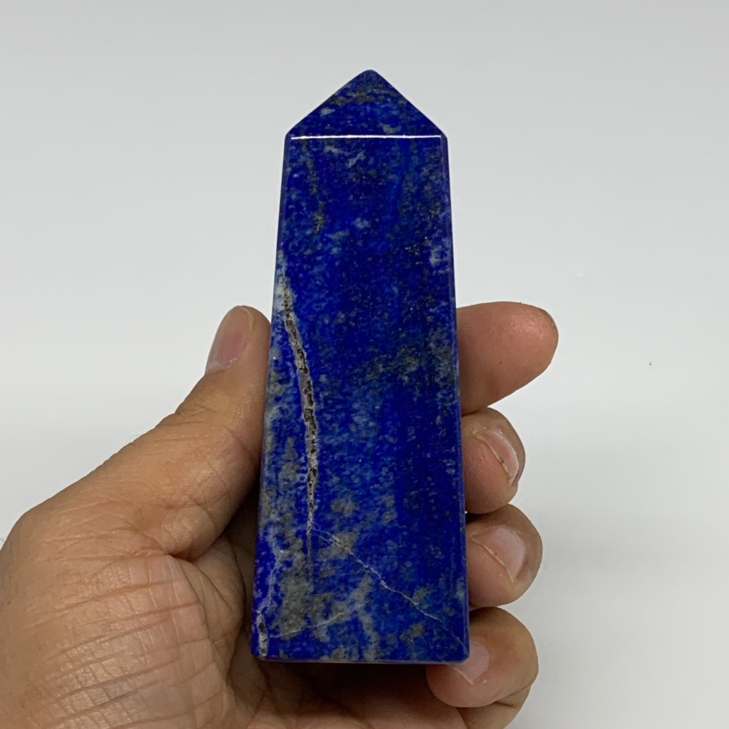 230.1g, 3.9"x1.4"x1.1", Natural Lapis Lazuli Tower Point Obelisk Afghanistan,B30