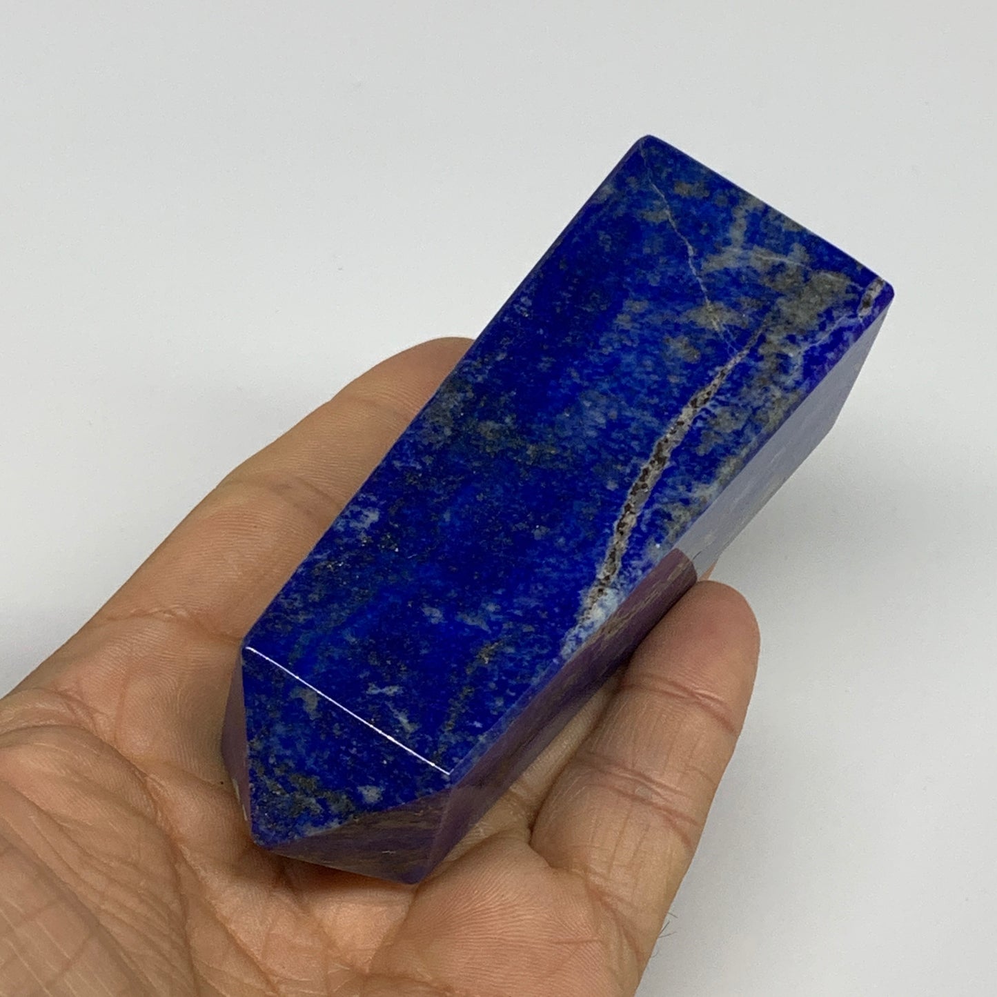 230.1g, 3.9"x1.4"x1.1", Natural Lapis Lazuli Tower Point Obelisk Afghanistan,B30