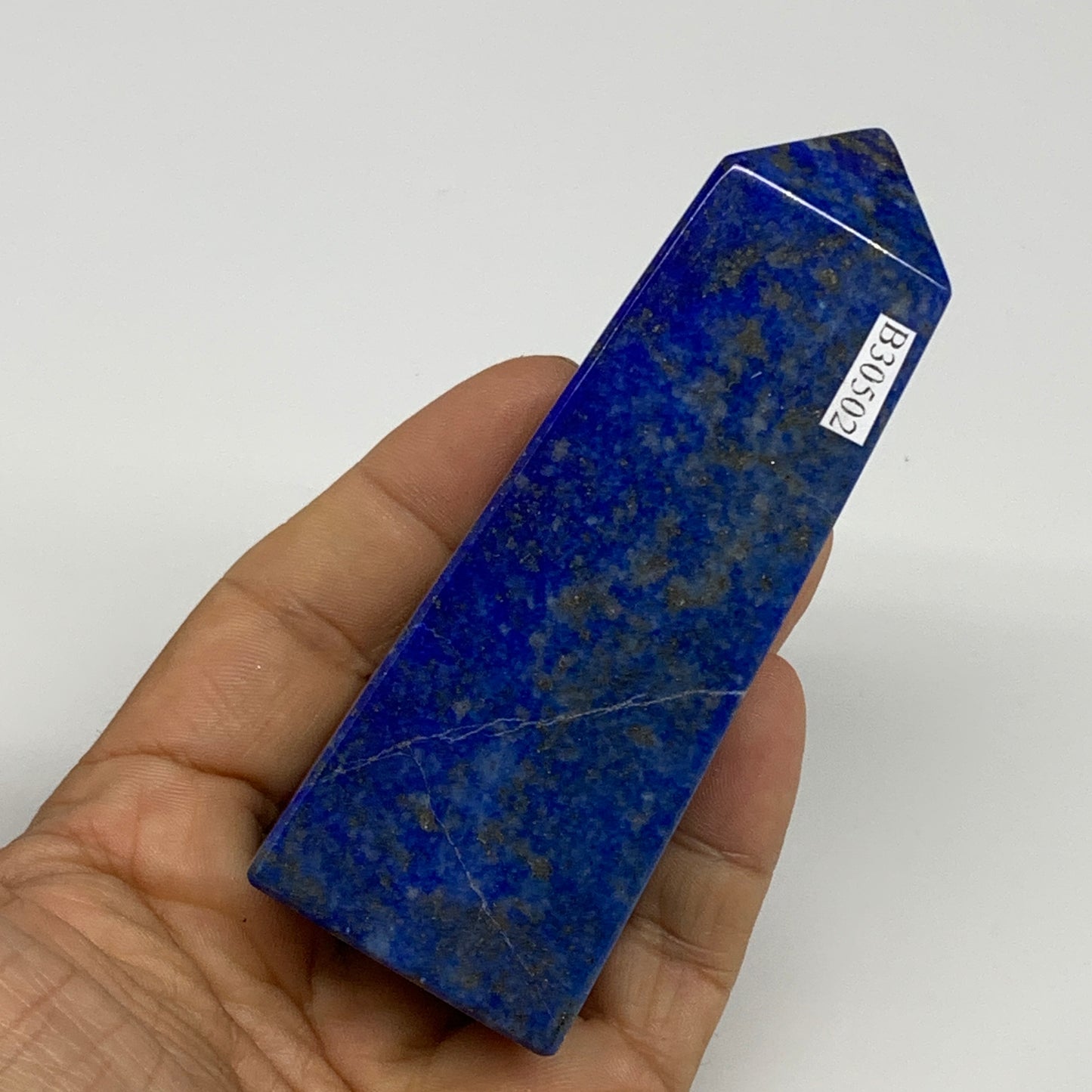 230.1g, 3.9"x1.4"x1.1", Natural Lapis Lazuli Tower Point Obelisk Afghanistan,B30