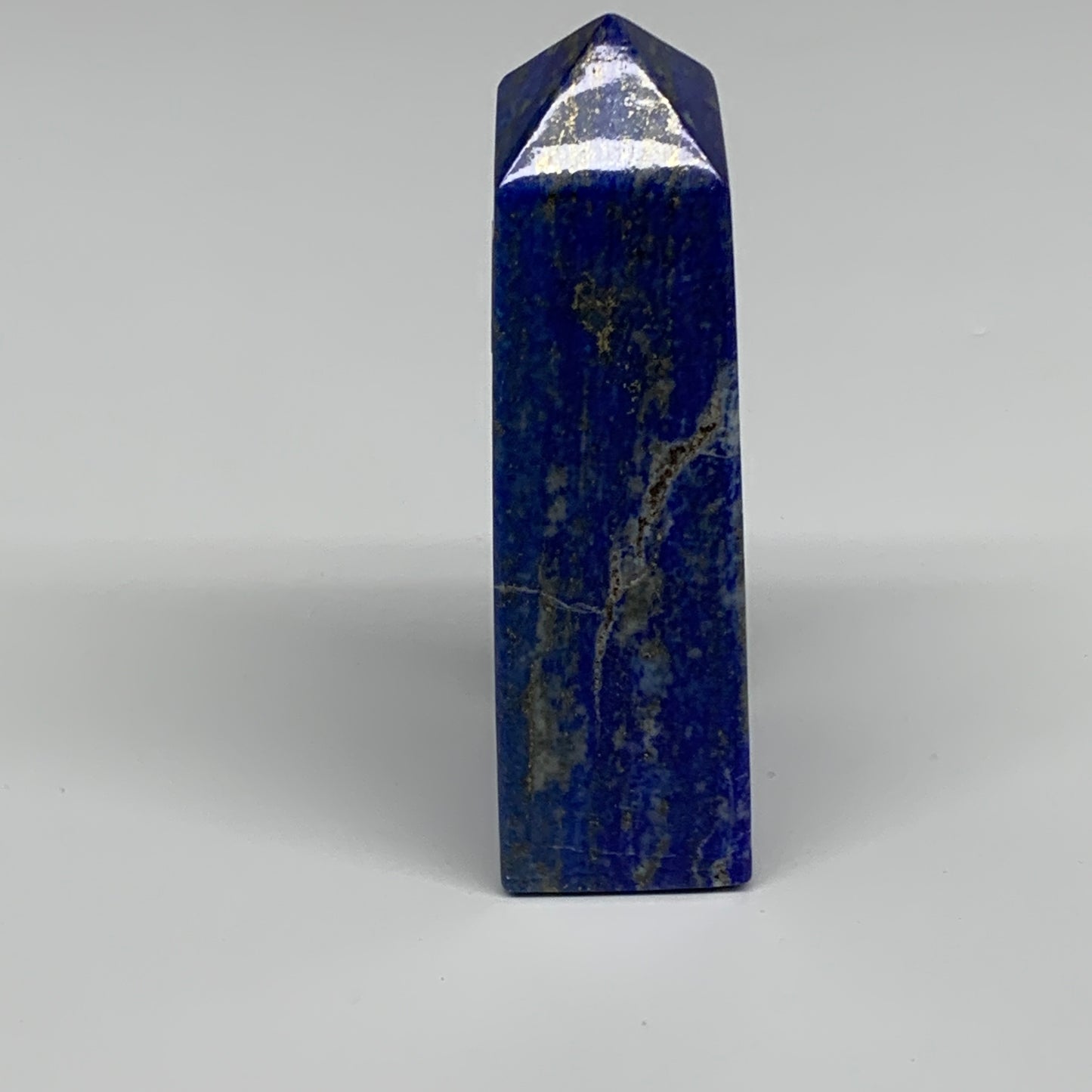 230.1g, 3.9"x1.4"x1.1", Natural Lapis Lazuli Tower Point Obelisk Afghanistan,B30