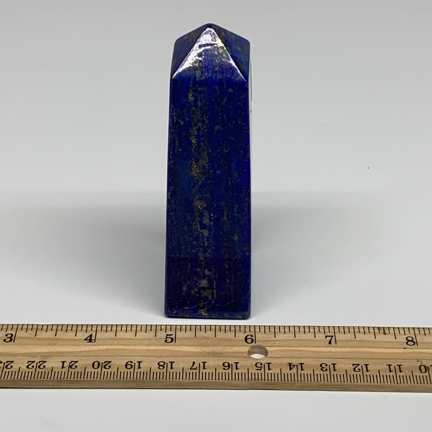 230.1g, 3.9"x1.4"x1.1", Natural Lapis Lazuli Tower Point Obelisk Afghanistan,B30