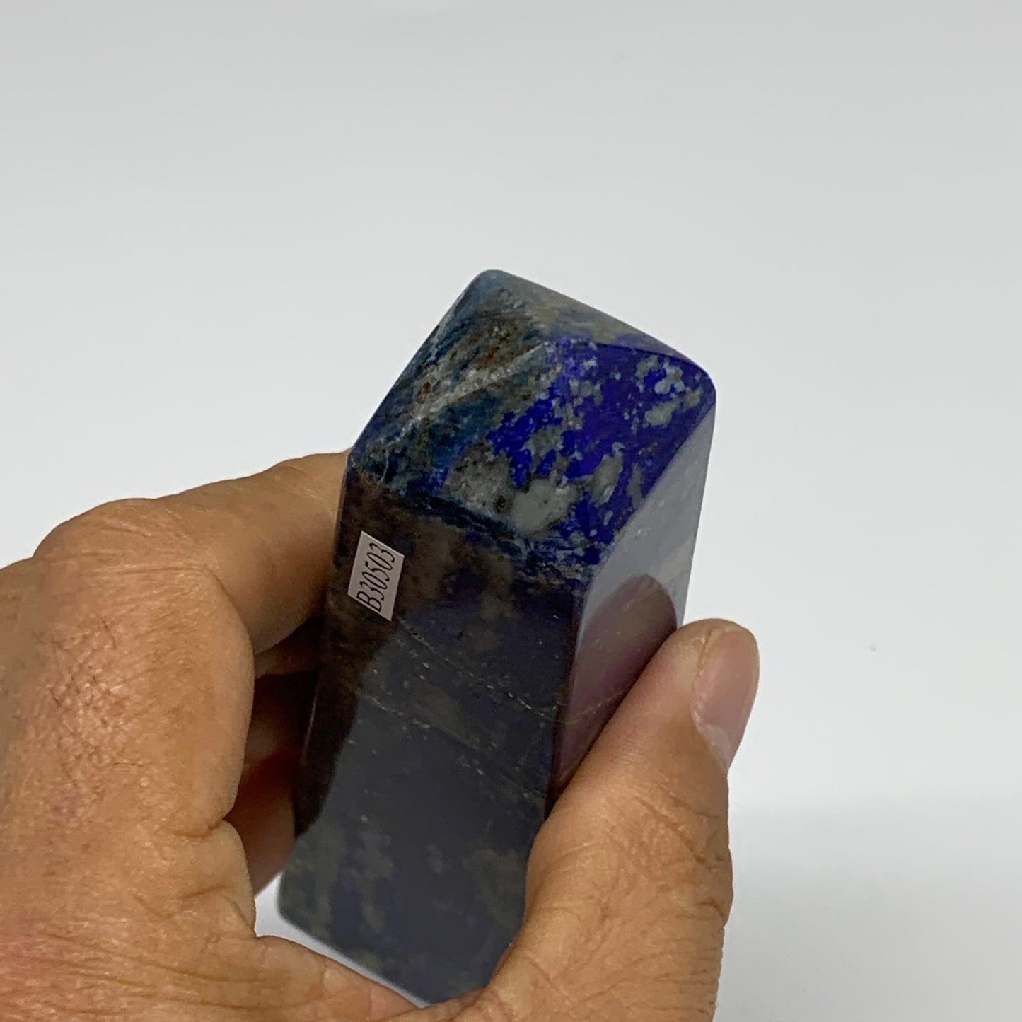 324.1g, 5"x1.4"x1.3", Natural Lapis Lazuli Tower Point Obelisk Afghanistan,B3050