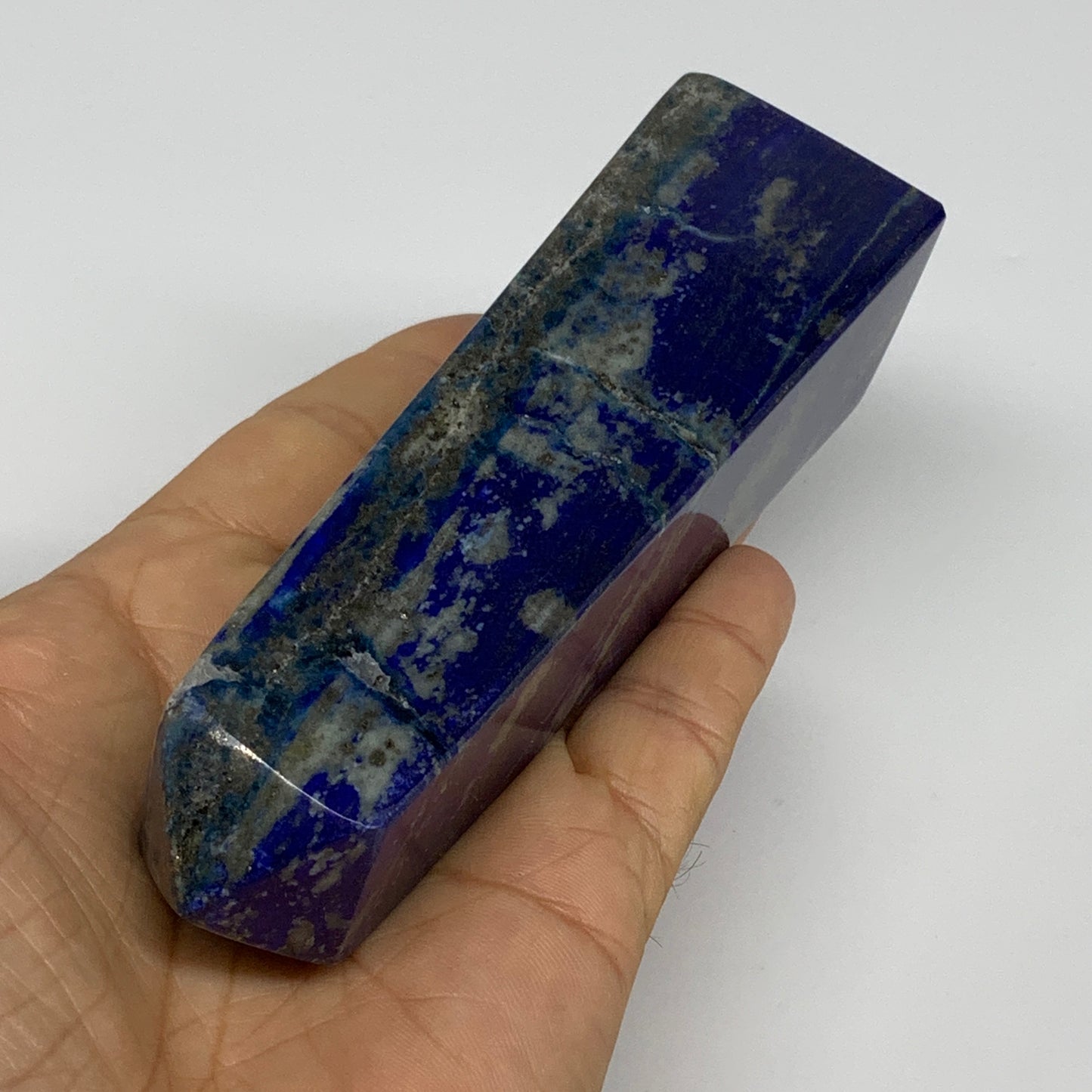 324.1g, 5"x1.4"x1.3", Natural Lapis Lazuli Tower Point Obelisk Afghanistan,B3050