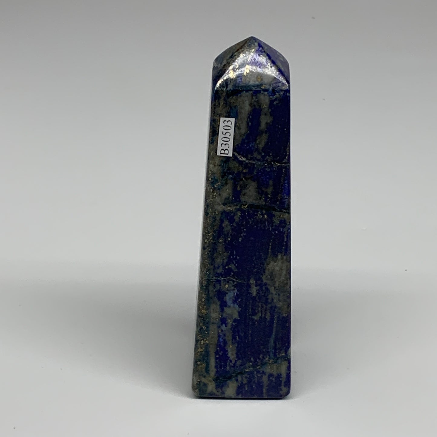 324.1g, 5"x1.4"x1.3", Natural Lapis Lazuli Tower Point Obelisk Afghanistan,B3050