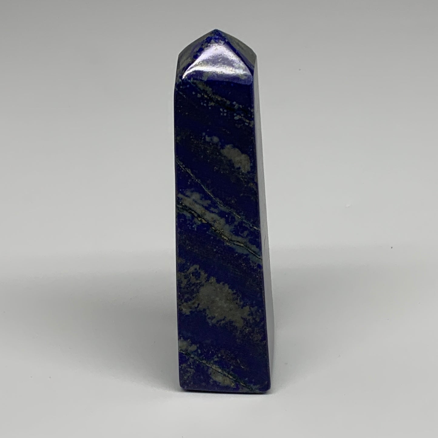 324.1g, 5"x1.4"x1.3", Natural Lapis Lazuli Tower Point Obelisk Afghanistan,B3050