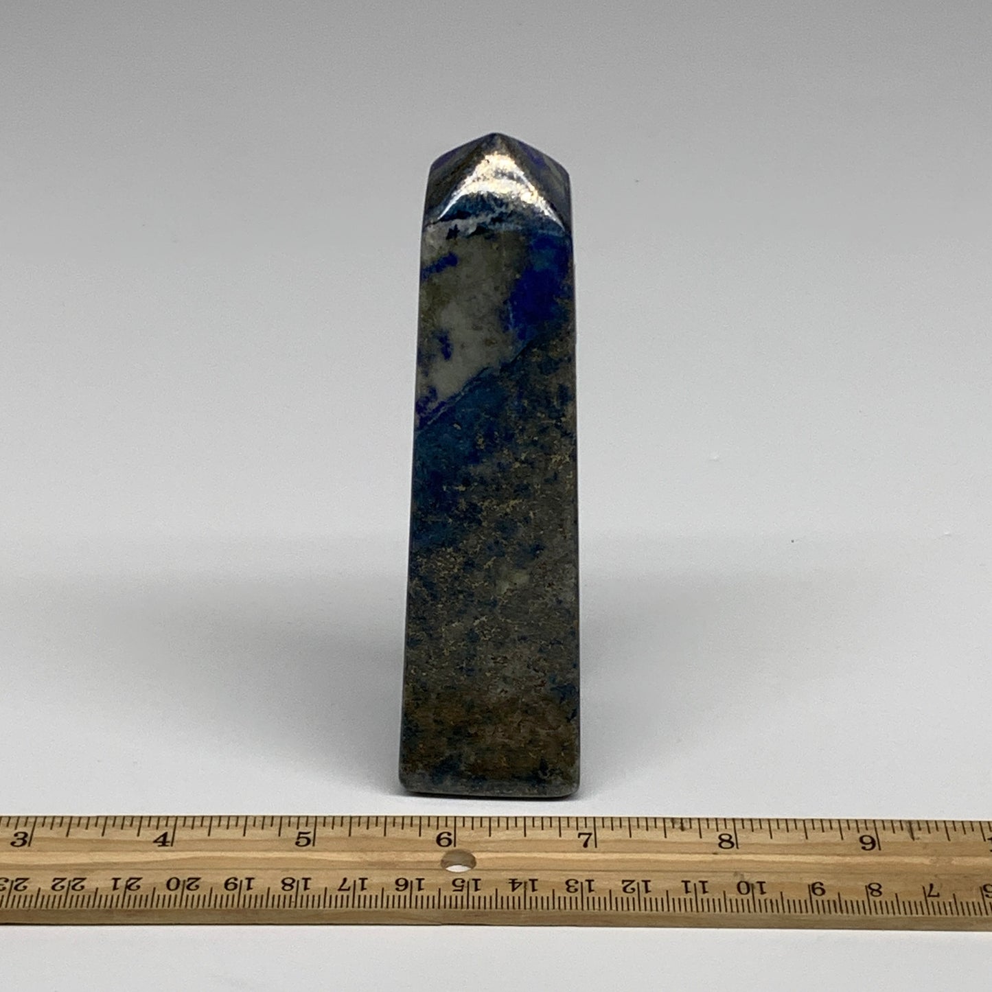 324.1g, 5"x1.4"x1.3", Natural Lapis Lazuli Tower Point Obelisk Afghanistan,B3050