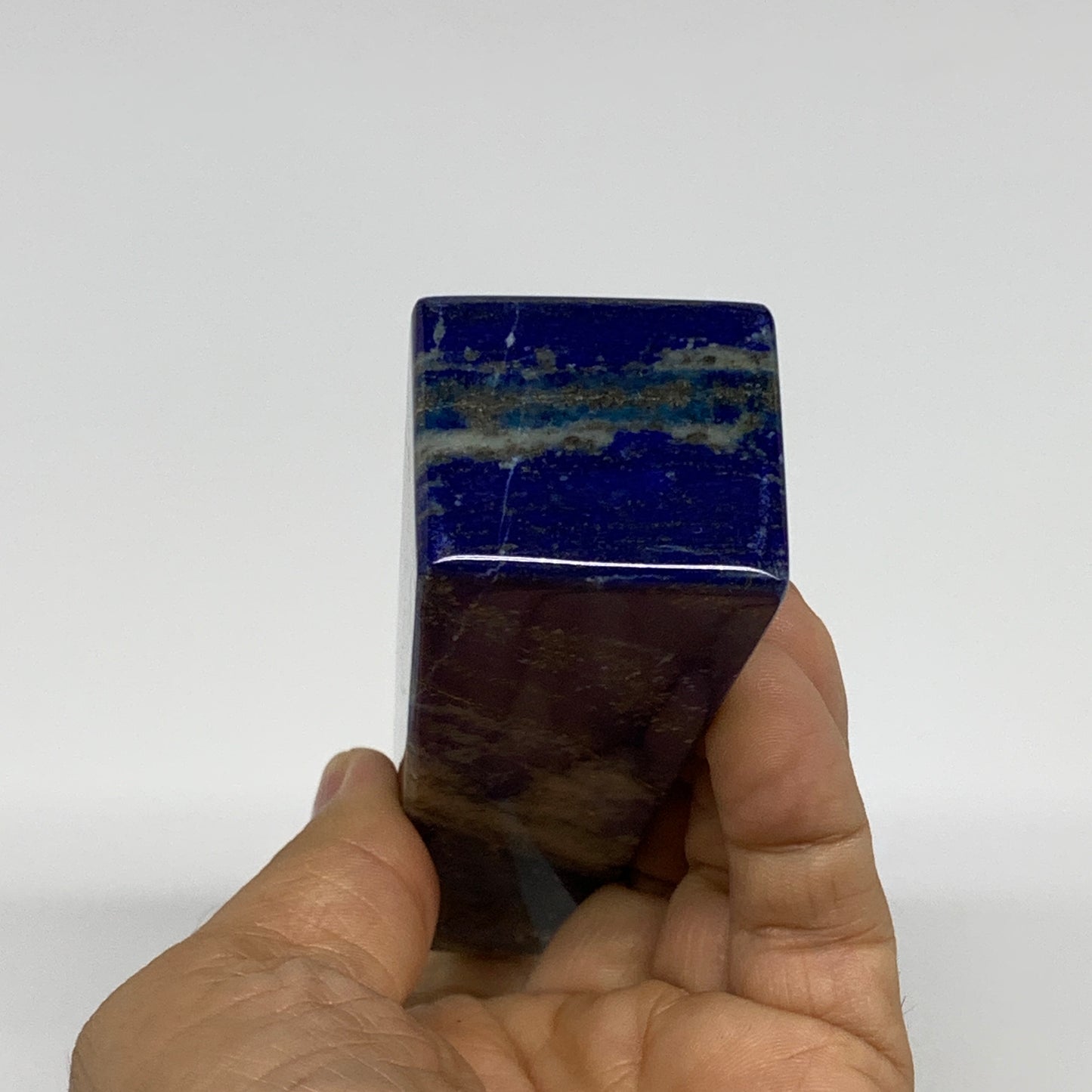 257.6g, 4.6"x1.3"x1.2", Natural Lapis Lazuli Tower Point Obelisk Afghanistan,B30