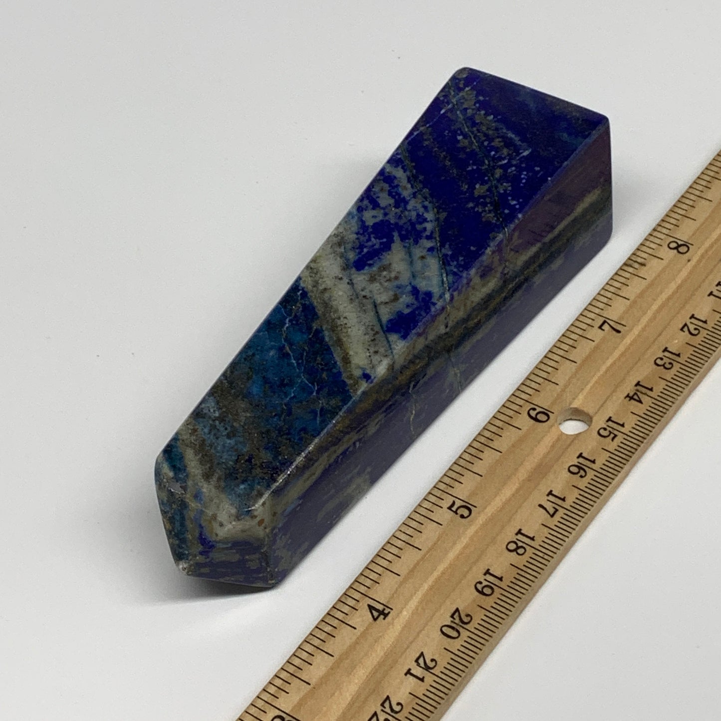 257.6g, 4.6"x1.3"x1.2", Natural Lapis Lazuli Tower Point Obelisk Afghanistan,B30