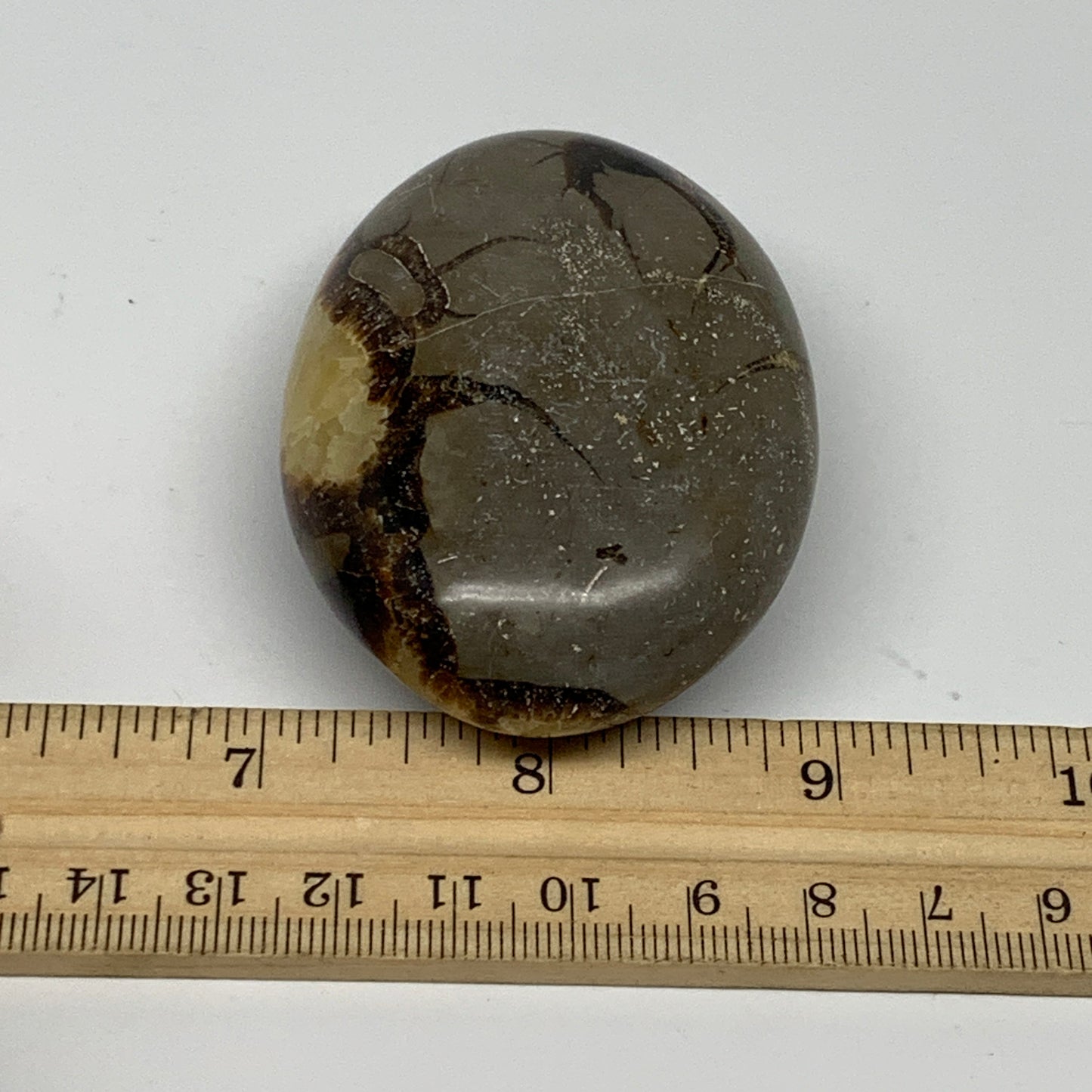 126.7g, 2.7"x1.9"x1.1", Septarian Nodule Palm-Stone Polished Reiki, B28225