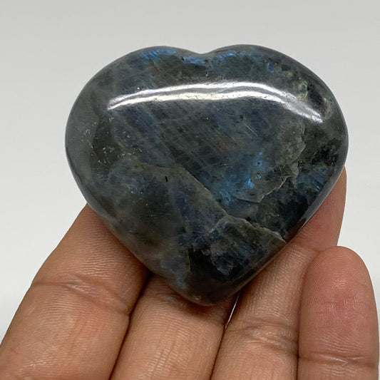 74.5g, 1.9"x2.1"x0.8", Natural Labradorite Heart Polished Crystal, B35486