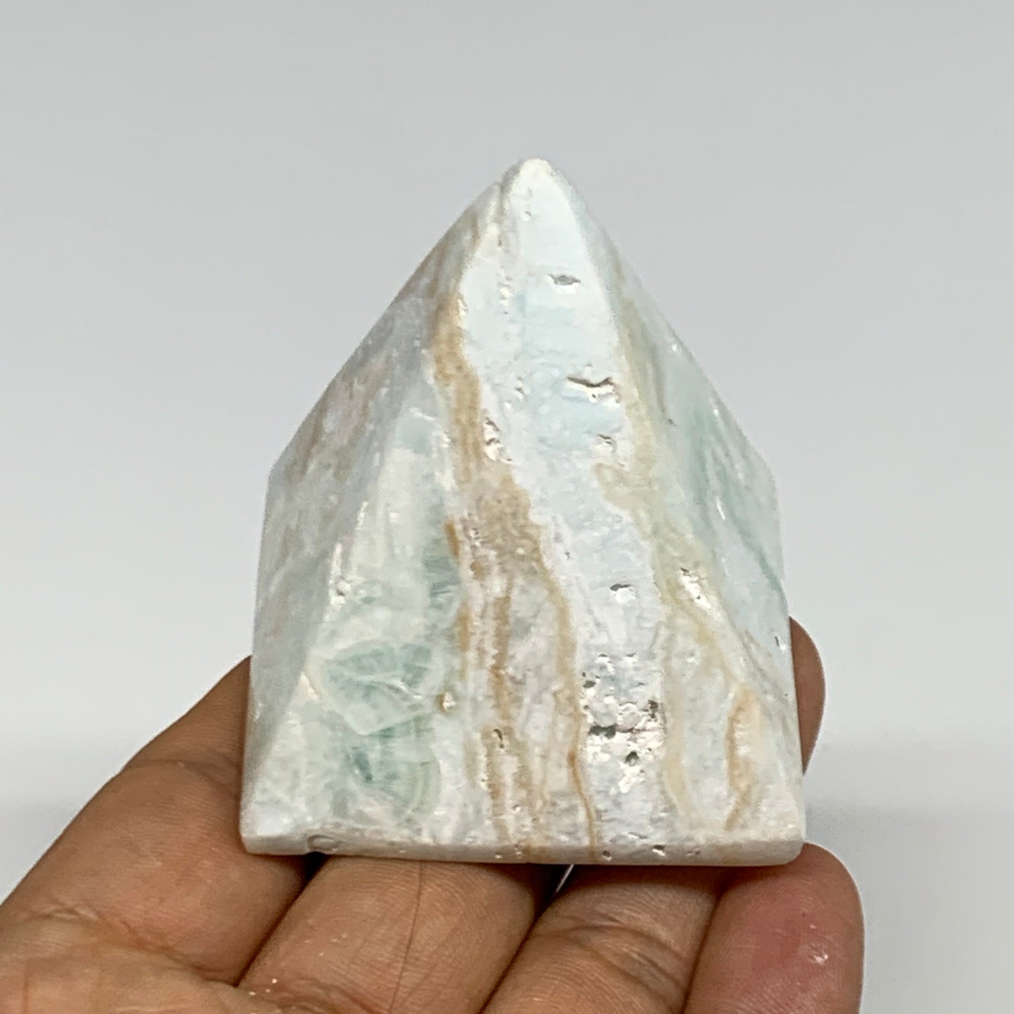 142.6g, 2.2"x1.9"x1.9", Caribbean Calcite Pyramid Gemstone, Crystal, B29792