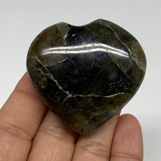 71.8g, 1.9"x2"x0.8", Natural Labradorite Heart Polished Crystal, B35490