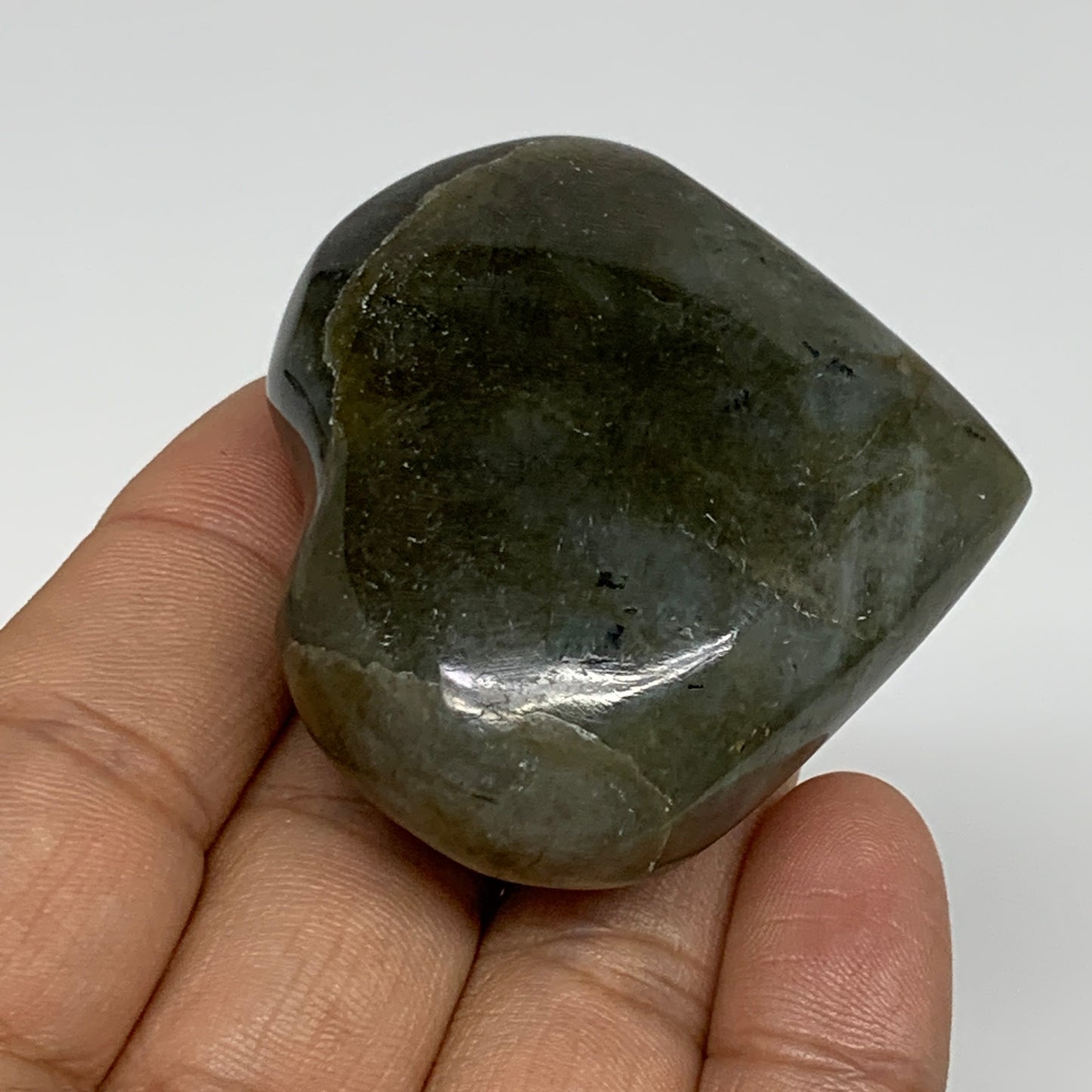 76.2g, 1.9"x2.1"x0.9", Natural Labradorite Heart Polished Crystal, B35491